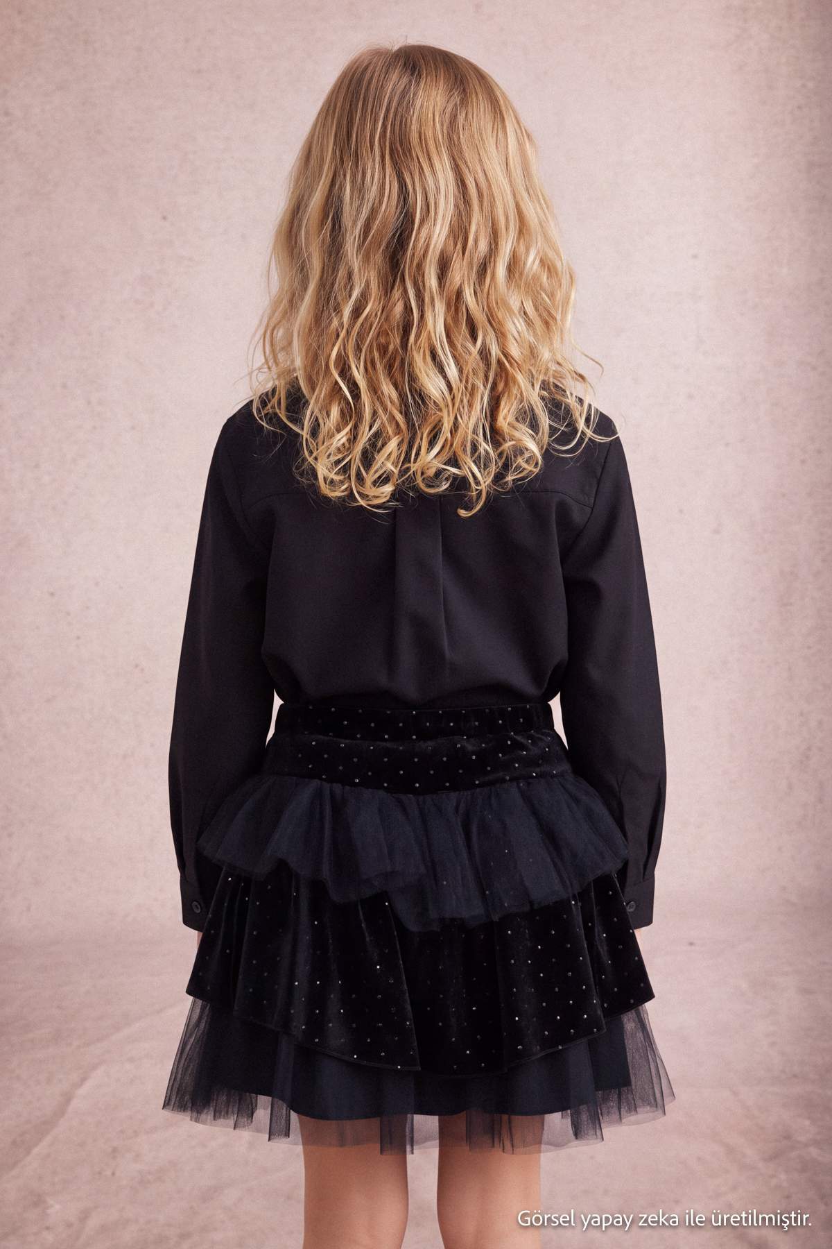 Girls' Black Velvet Rhinestone Tutu Mini Skirt