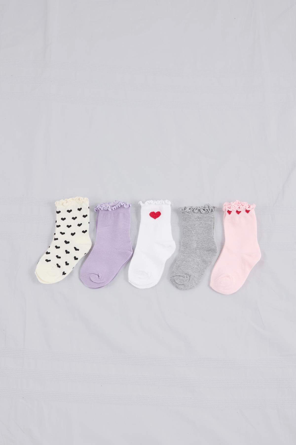 Girls' Frilled Heart Socks 5-Pack