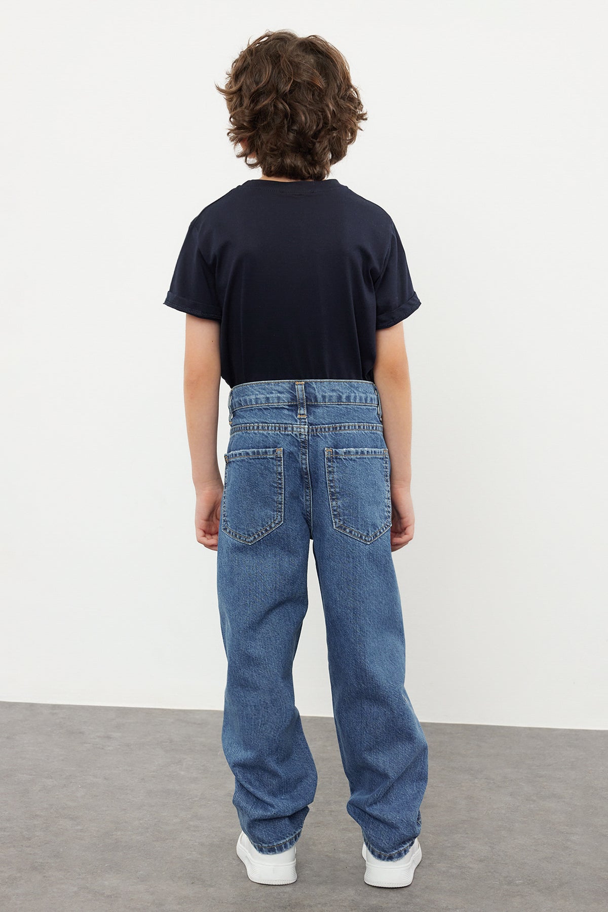 Boys' Baggy Cotton Jeans with Adjustable Waist