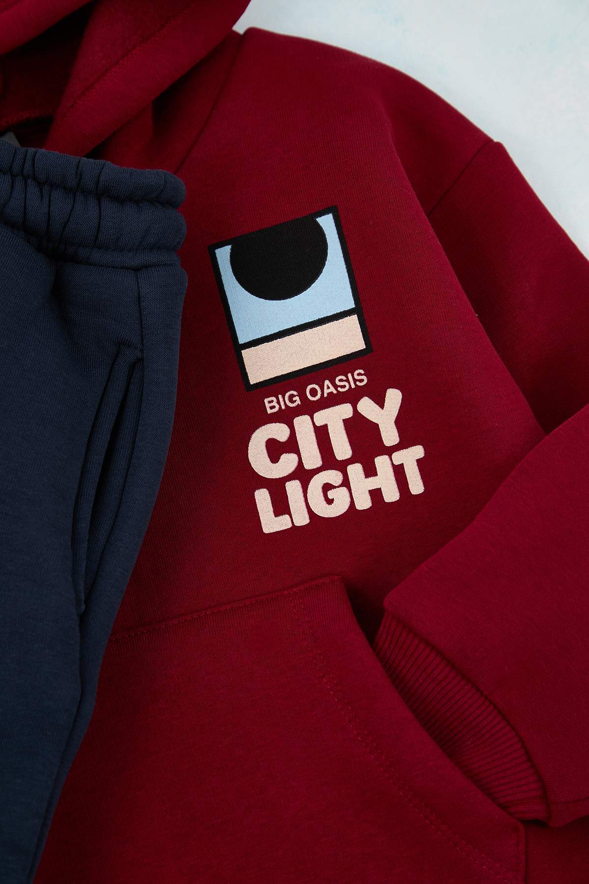 Boys' Ecru Hooded Fleece-Lined Oversized Two-Piece Set