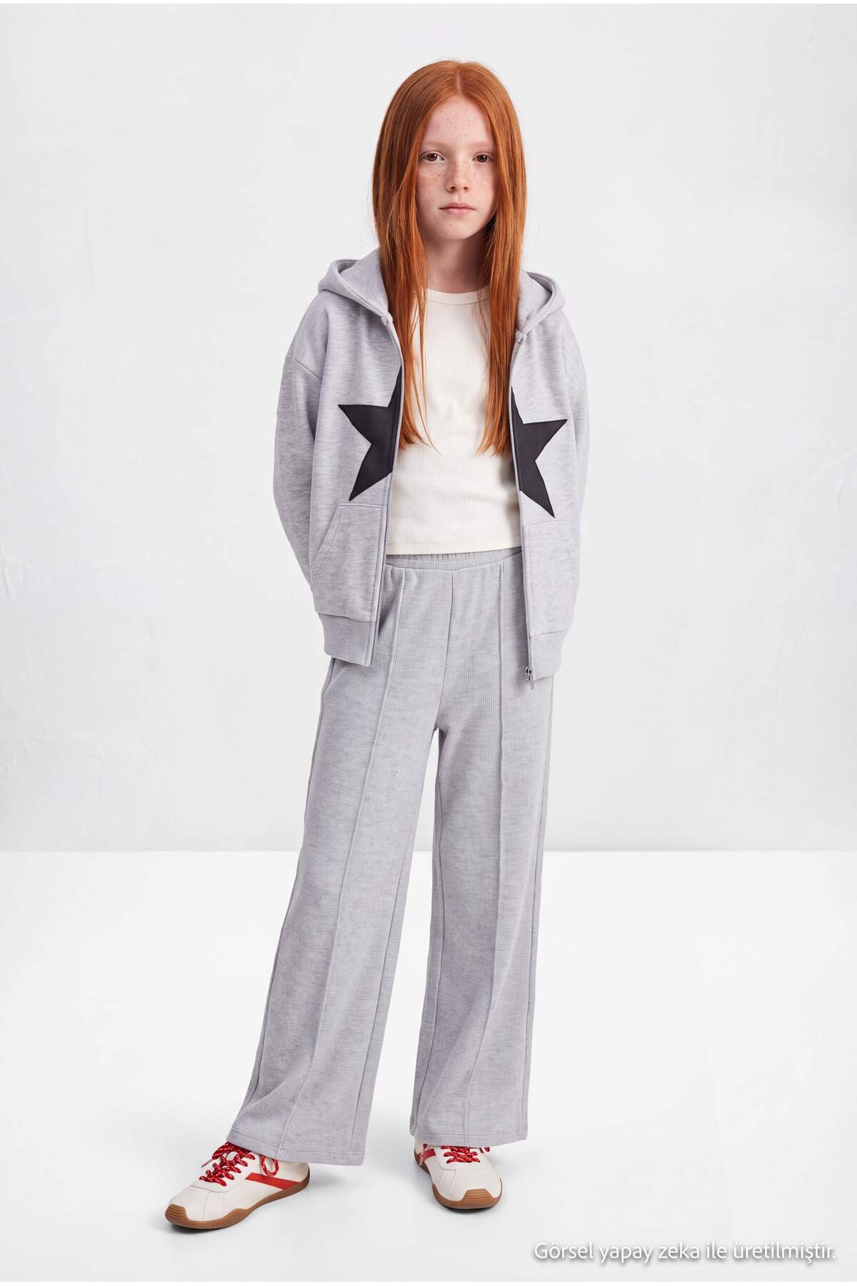 Girls' Grey Knit Trousers
