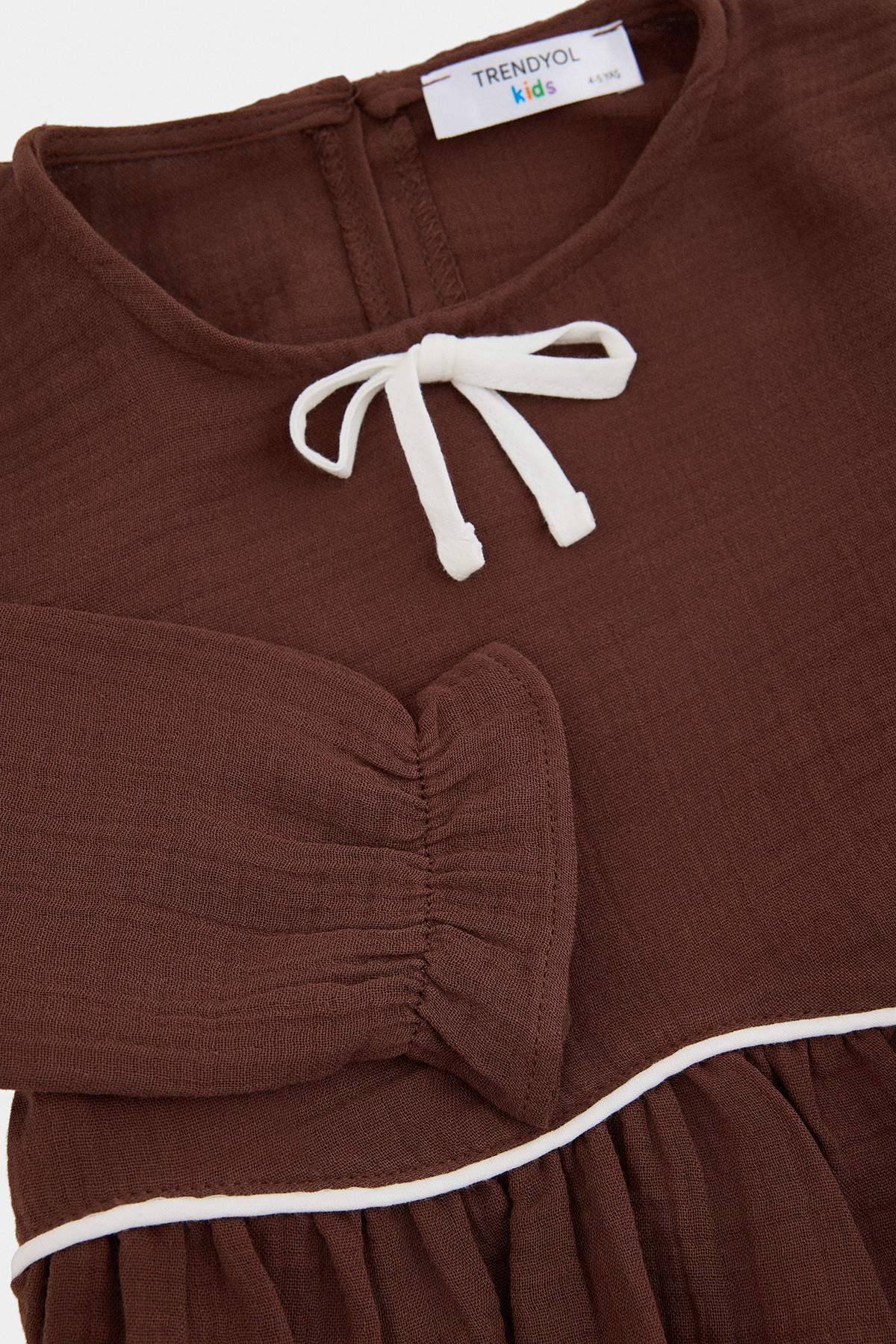 Girls' Burgundy Cotton Muslin Bow Shirt & Trousers Set