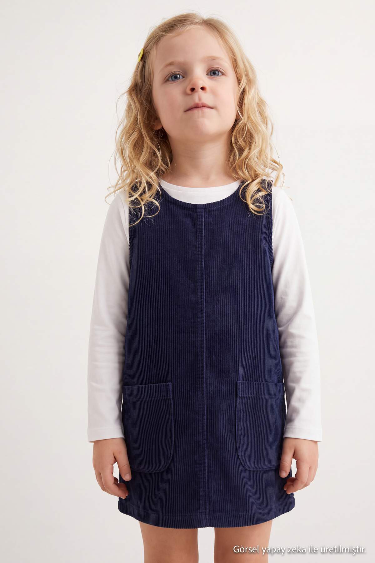 Girls' Navy Velvet Mini Dress
