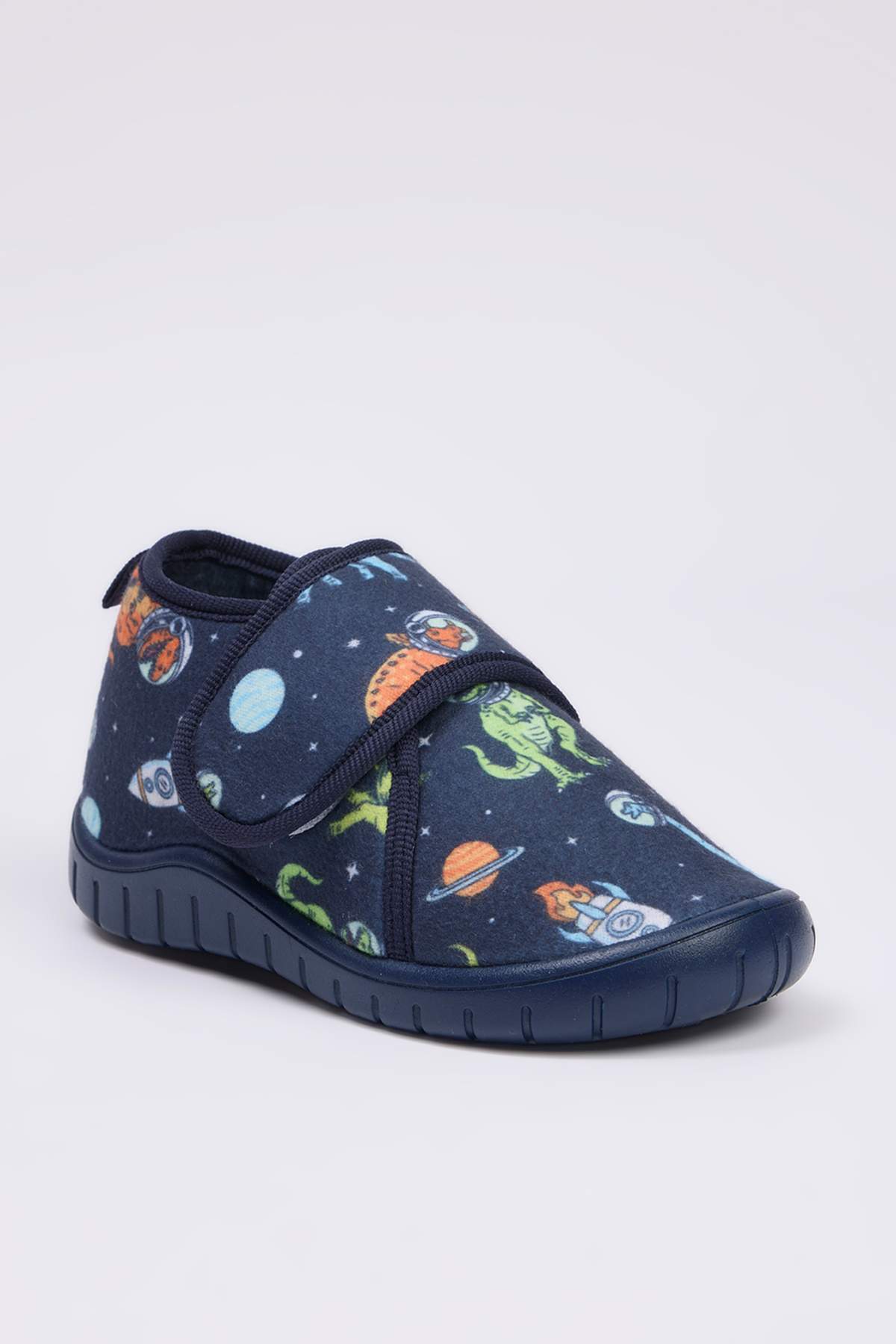 Boys' Navy Dinosaur-Print House Slippers