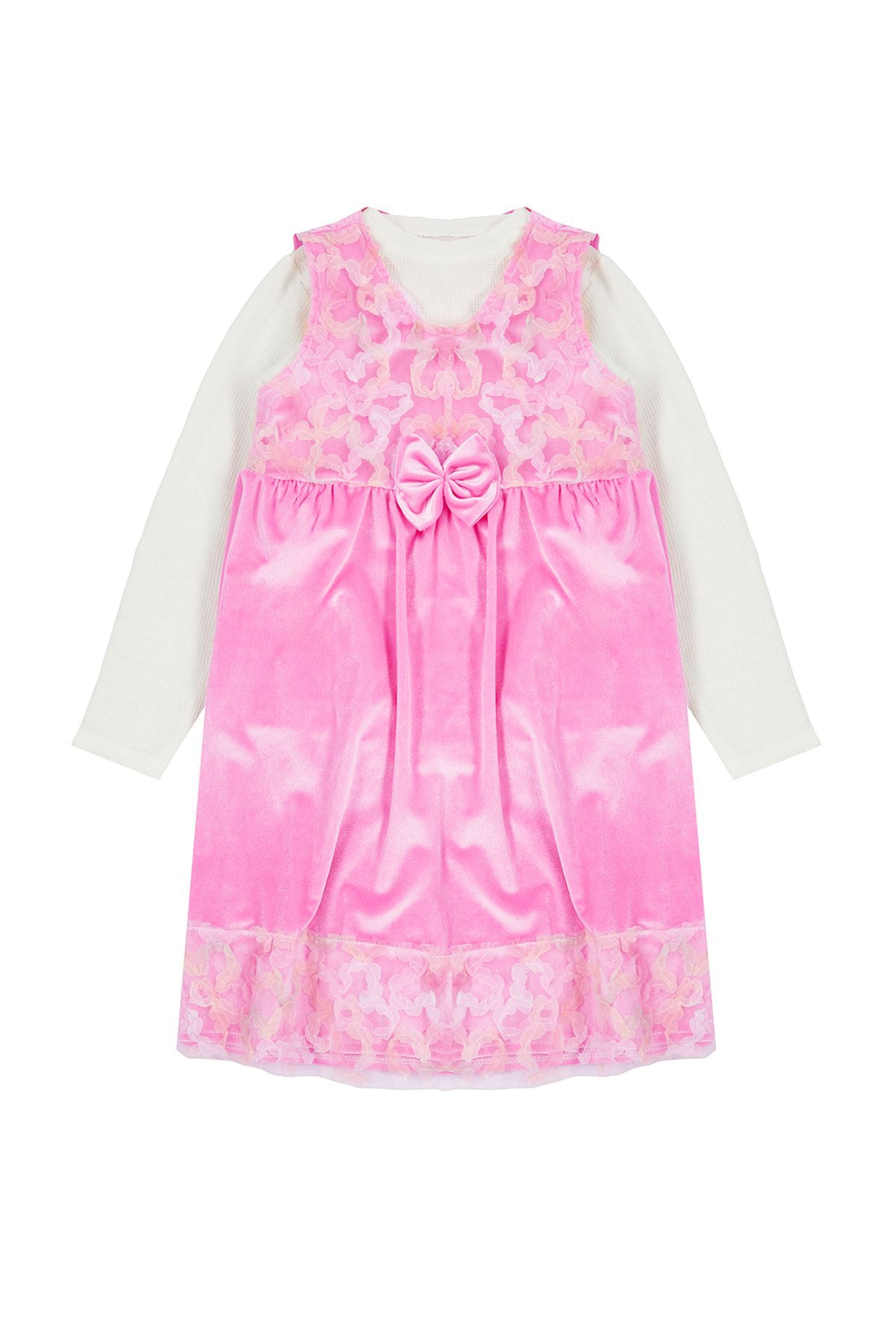Girls' Fuchsia Bow Tulle Dress & Bodysuit Set