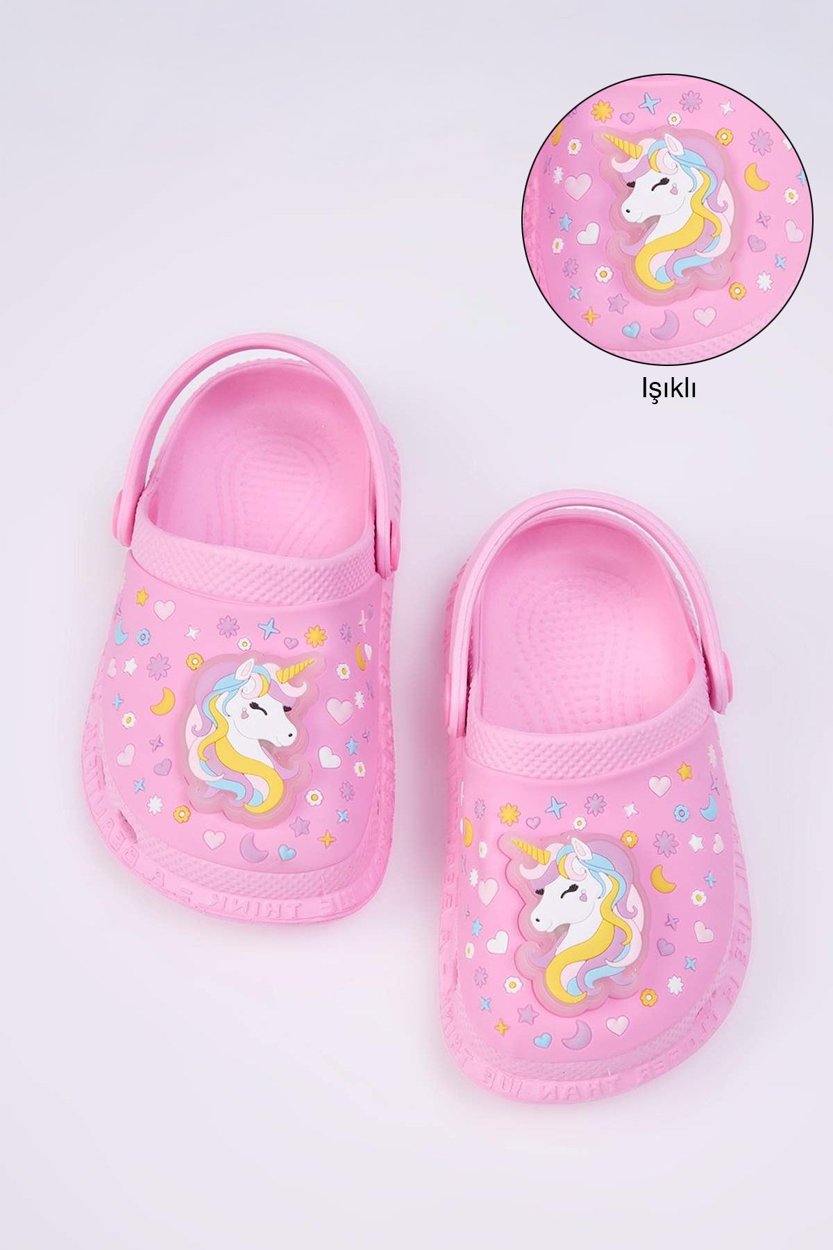 Girls' Pink Light-Up Unicorn Clog Sandals