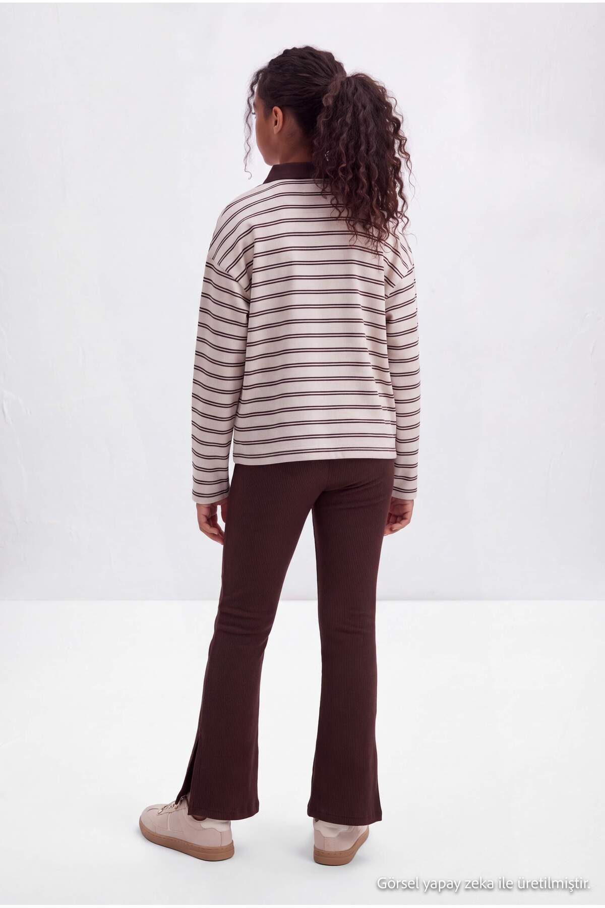 Girls' Brown Knit Leggings