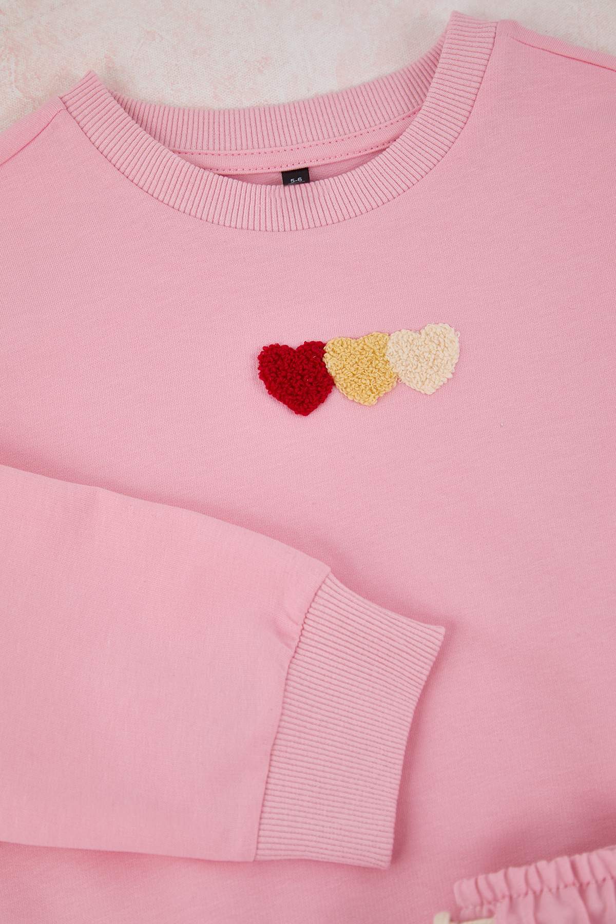 Girls' Grey Marl Heart Oversized Two-Piece Set
