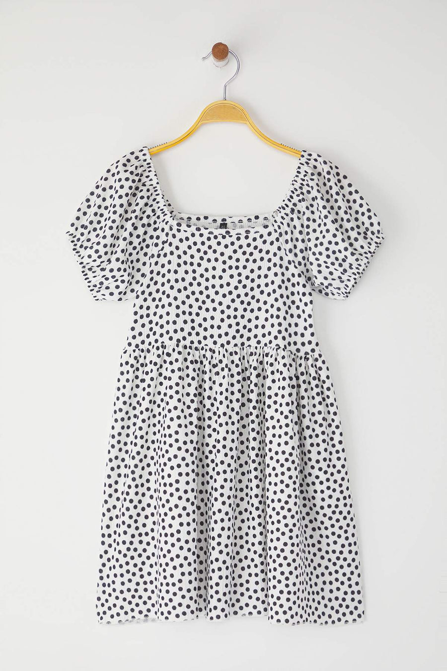 Girls' Black Polka-Dot Short-Sleeve Jersey Dress