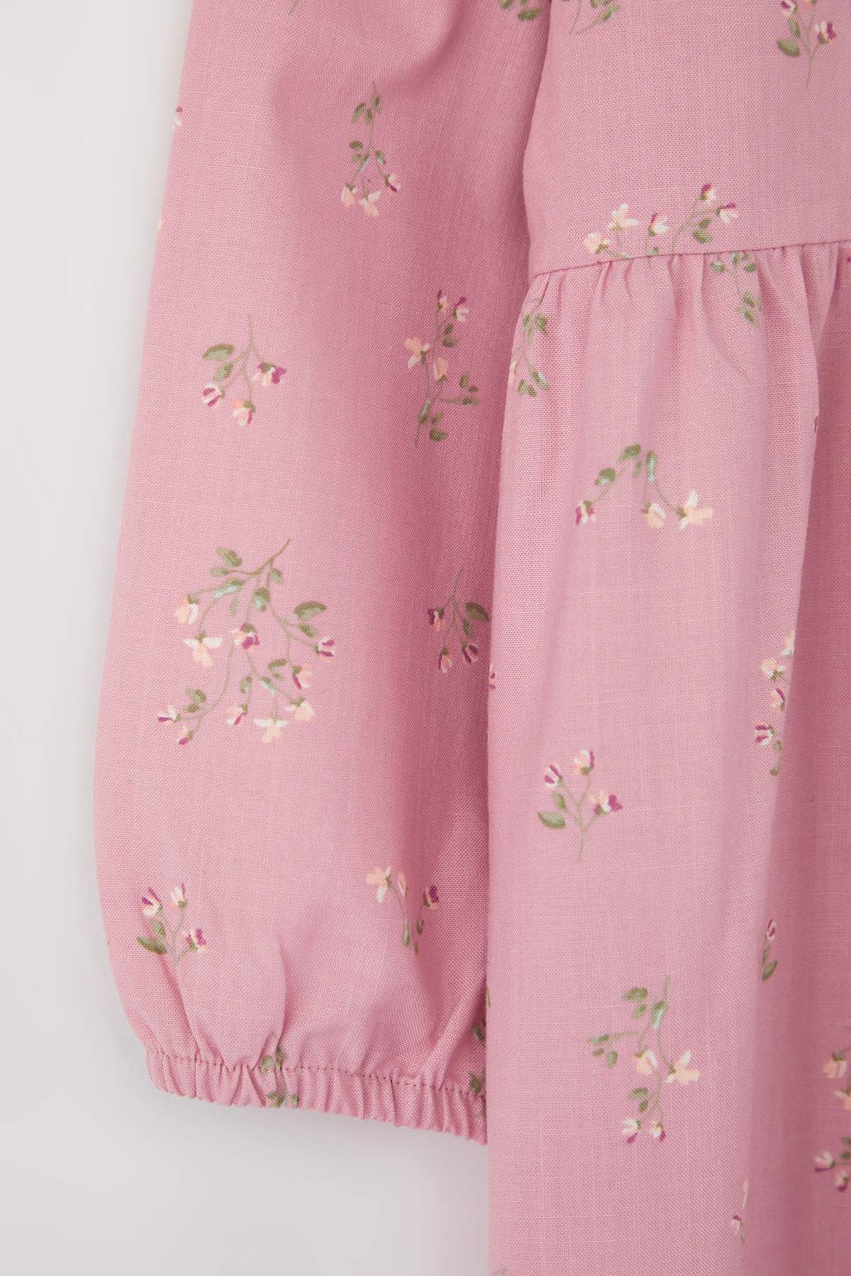 Girls' Dusty Rose Cotton Peter Pan Collar Midi Dress