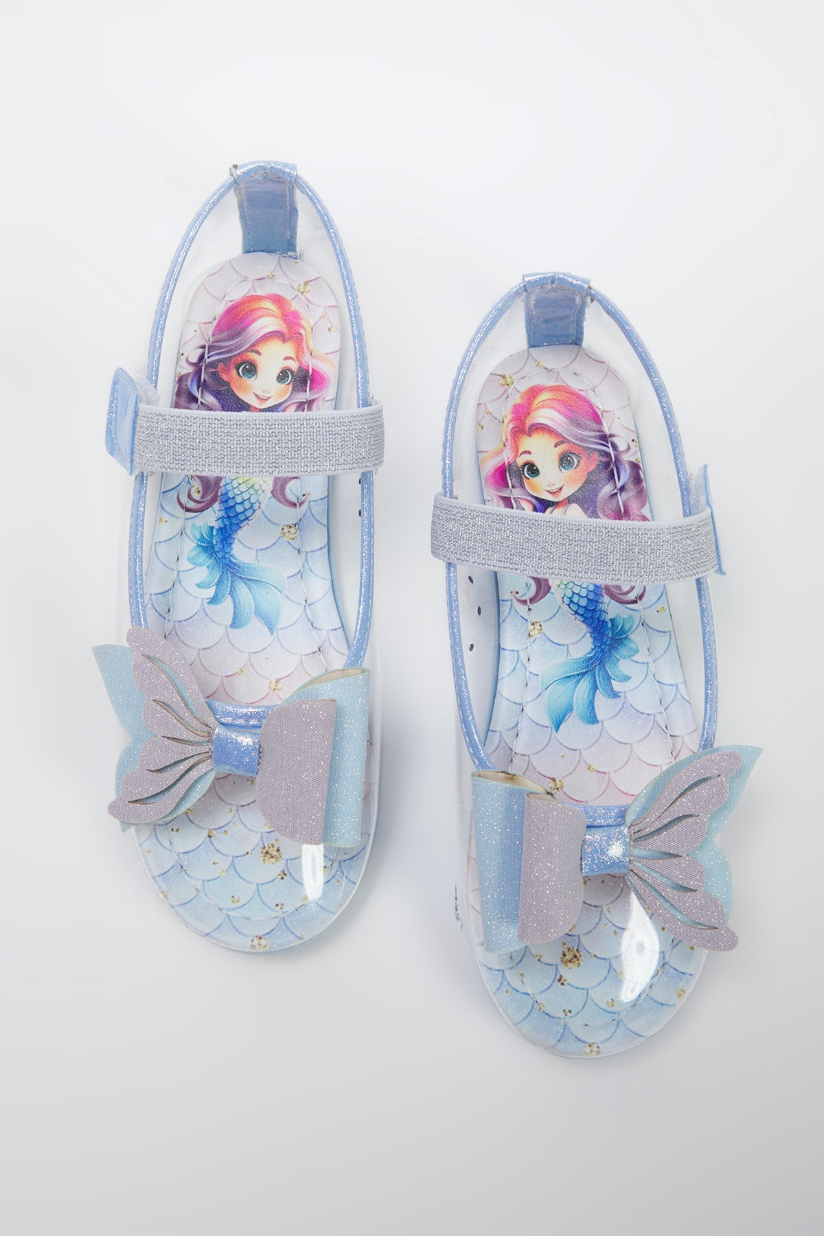 Girls' Blue Glitter Mermaid Mary Jane Ballet Flats