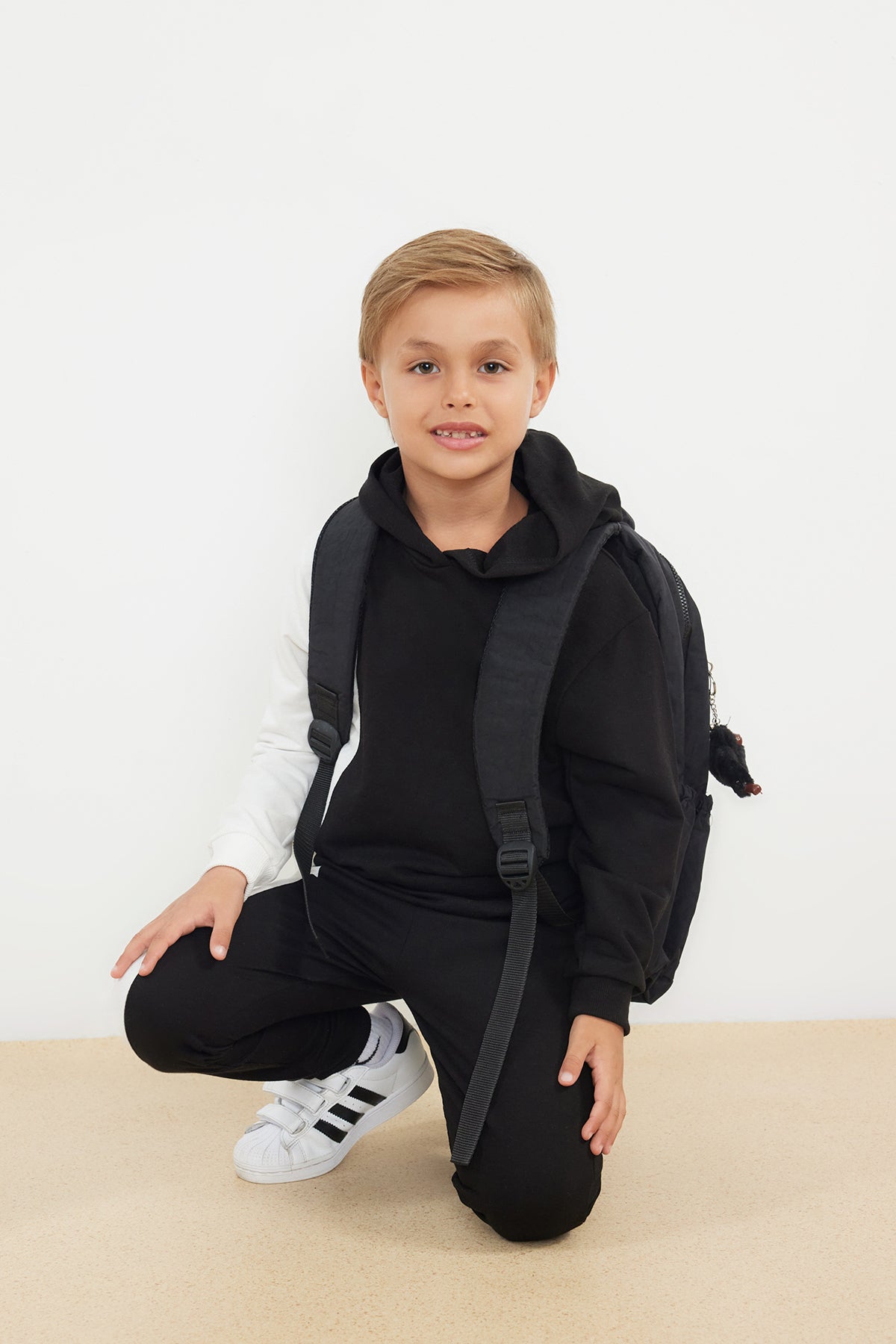 Boys' Black Brushed Hooded Sweatshirt & Jogger Set