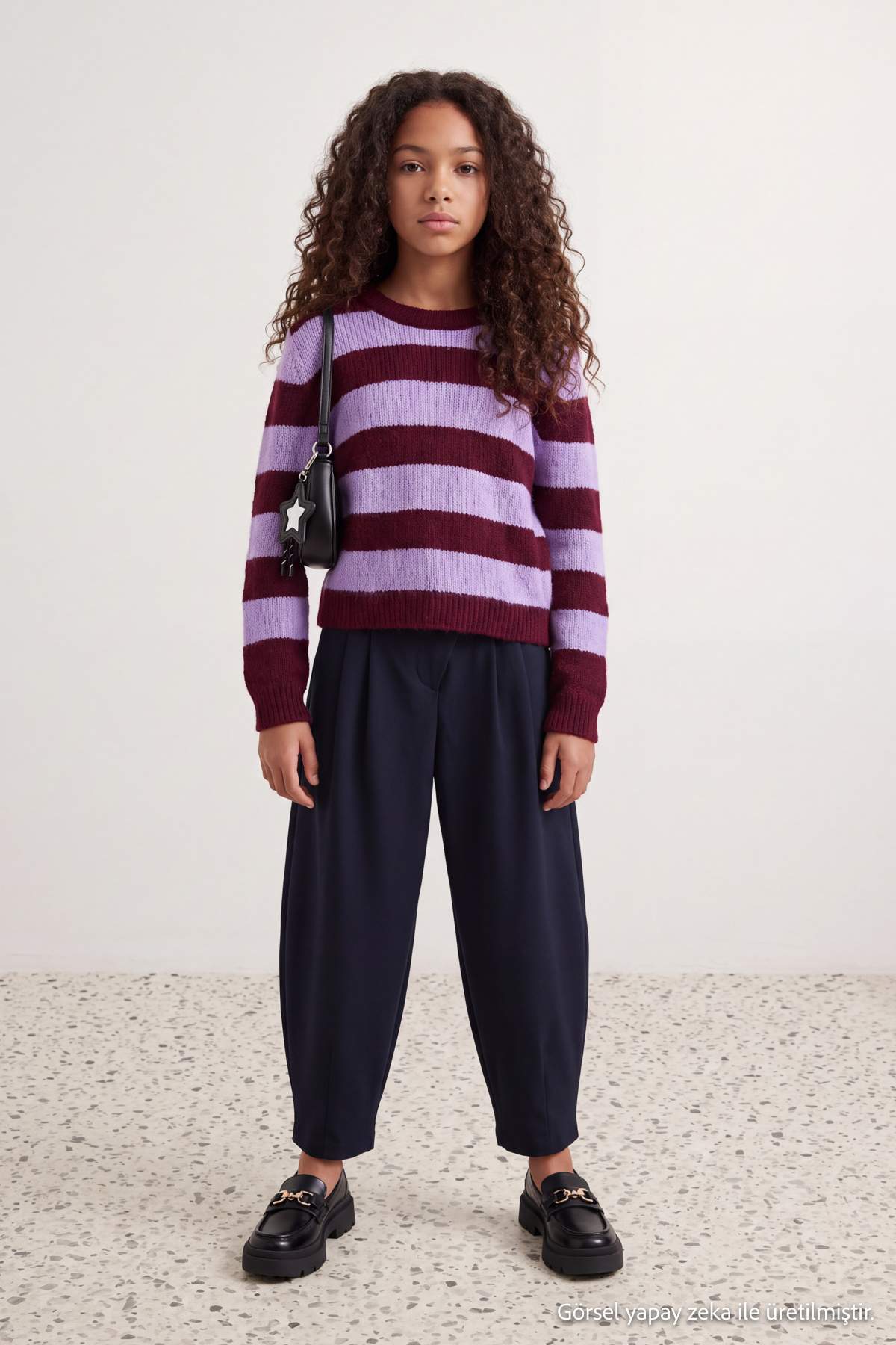 Girls' Striped Crew-Neck Knit Jumper