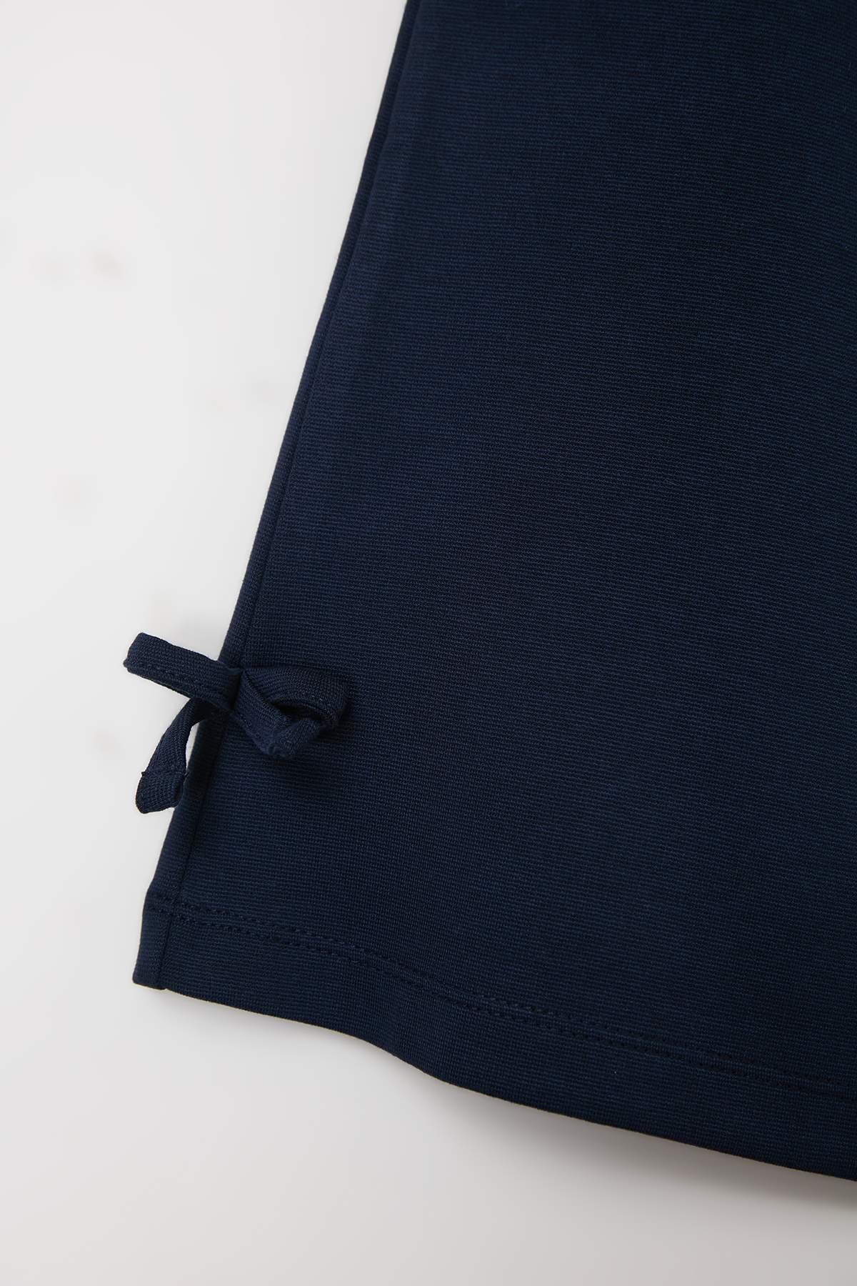 Girls' Navy Ribbon-Detail Knit Trousers