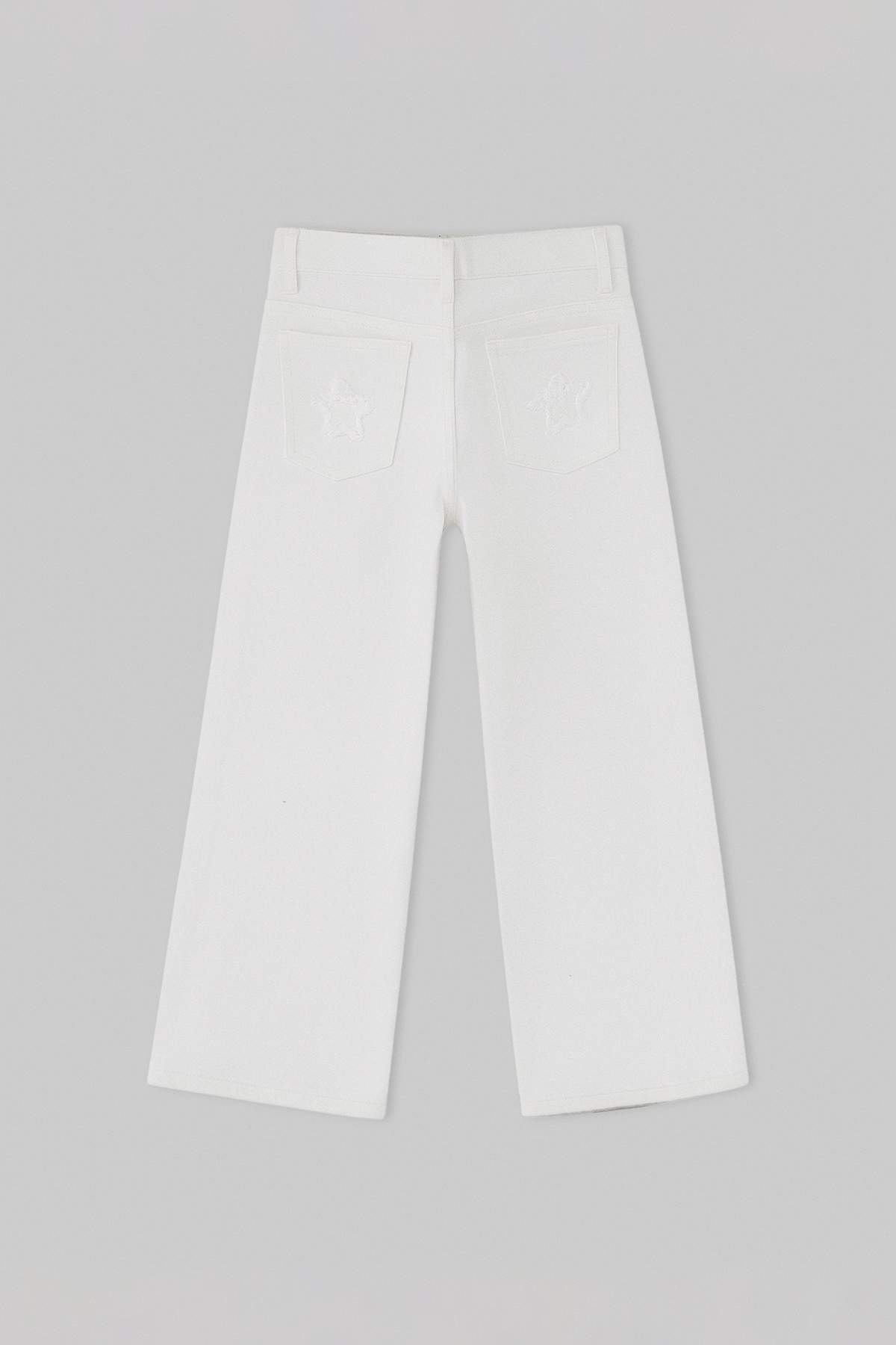 Girls' White Star-Patch Flared Jeans