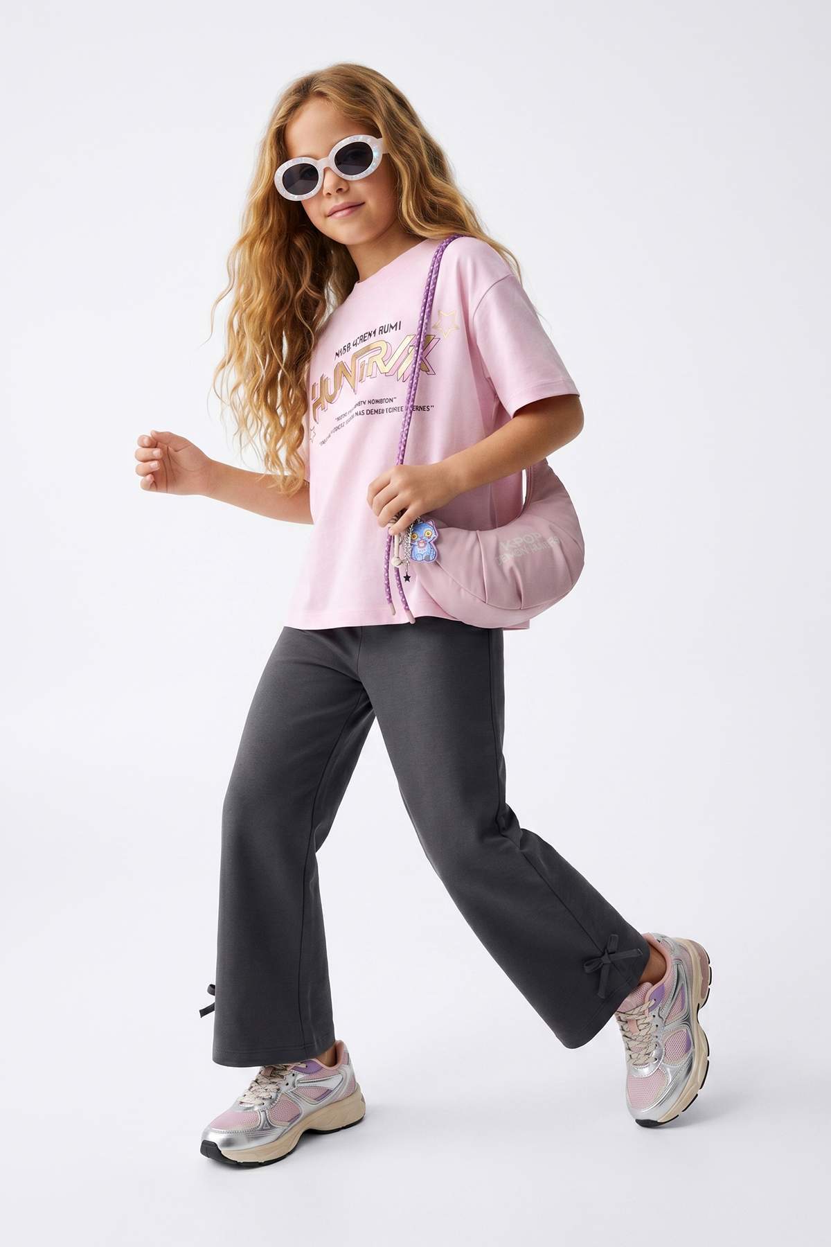 Girls' Navy Ribbon-Detail Knit Trousers