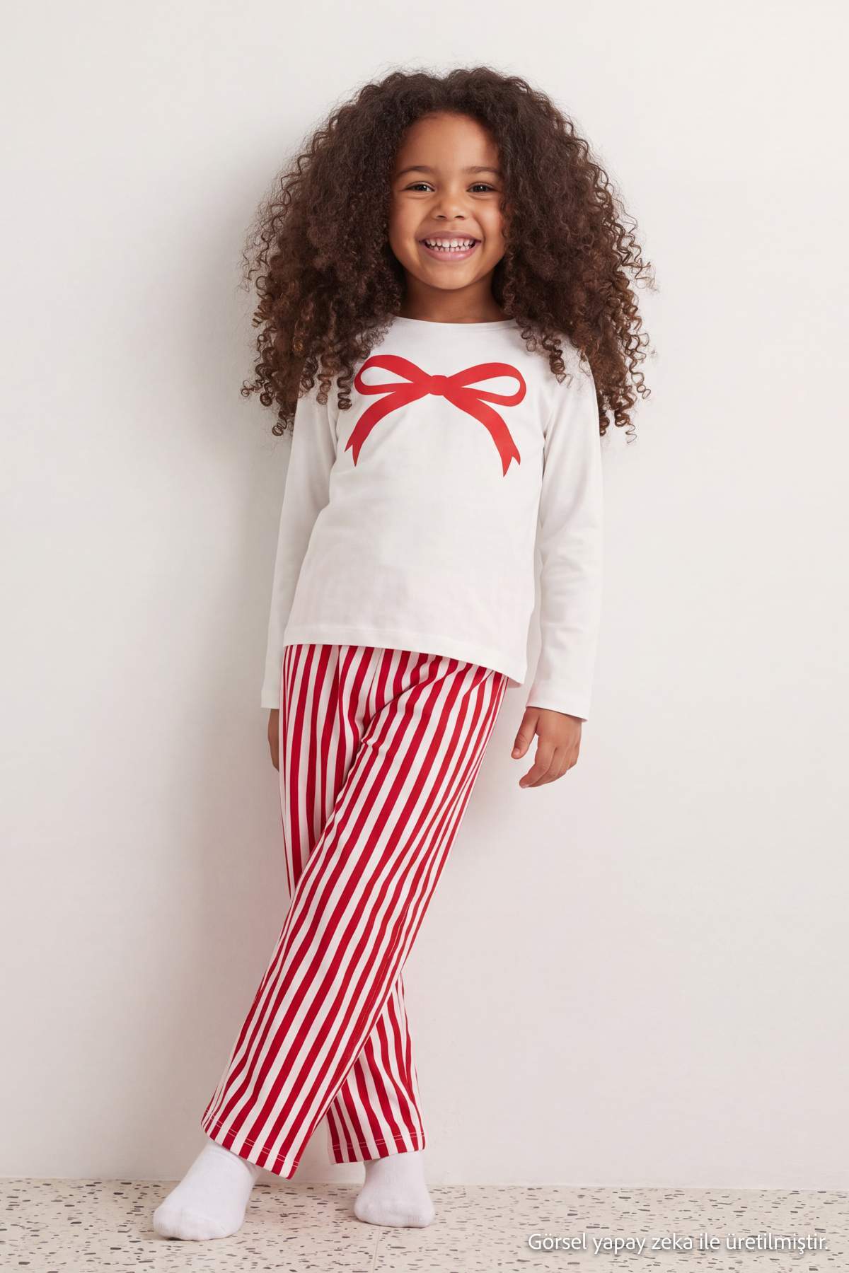 Girls' Red Winter Holiday Pyjama Set