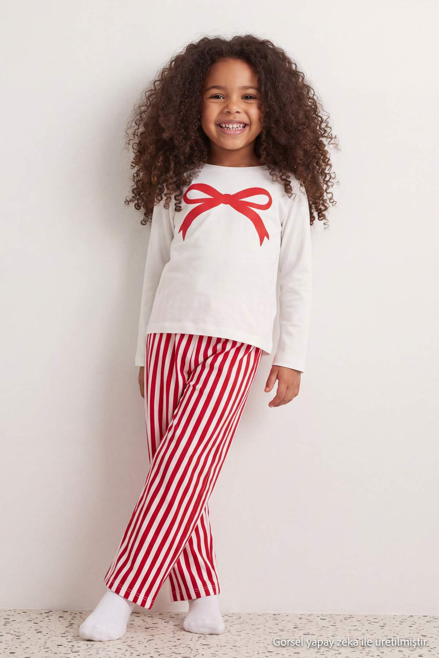 Girls' Red Winter Holiday Pyjama Set