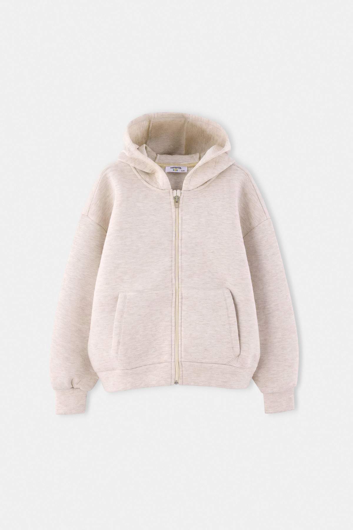 Girls' Ecru Thick Zip-Up Hoodie