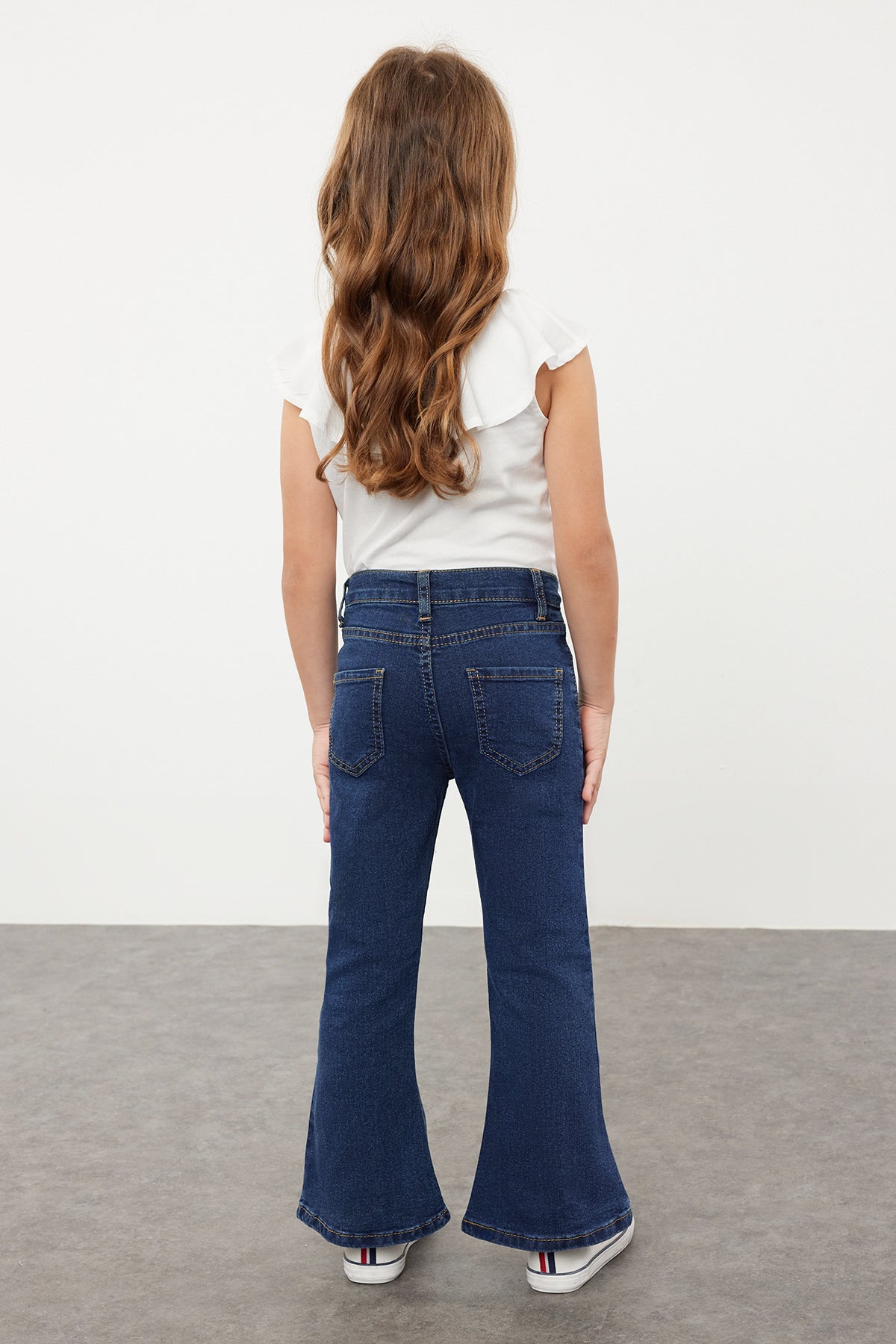Girls' Dark Blue Flared Stretch Jeans