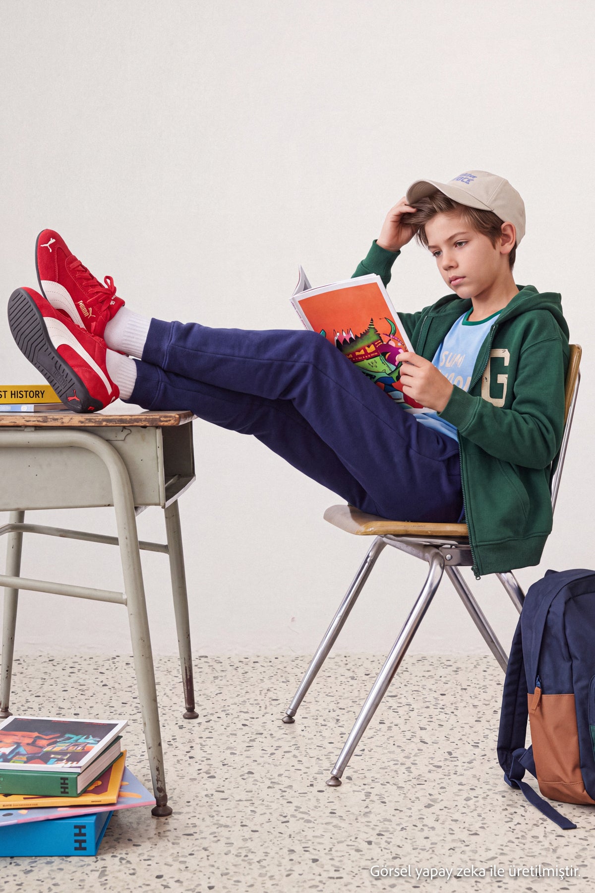 Girls' Navy Thick Jogger Pants