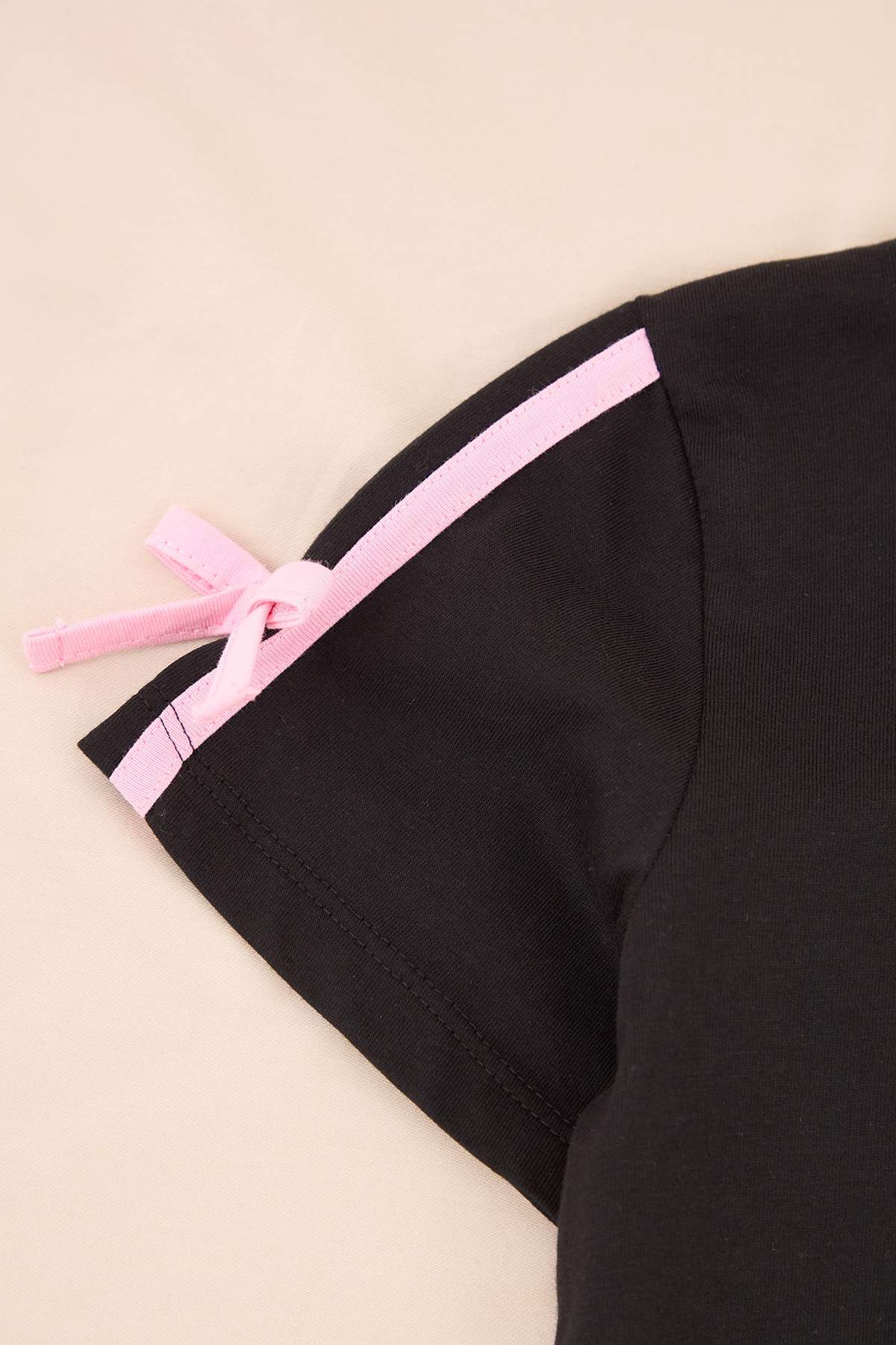 Girls' Black T-Shirt & Side-Stripe Trousers Set