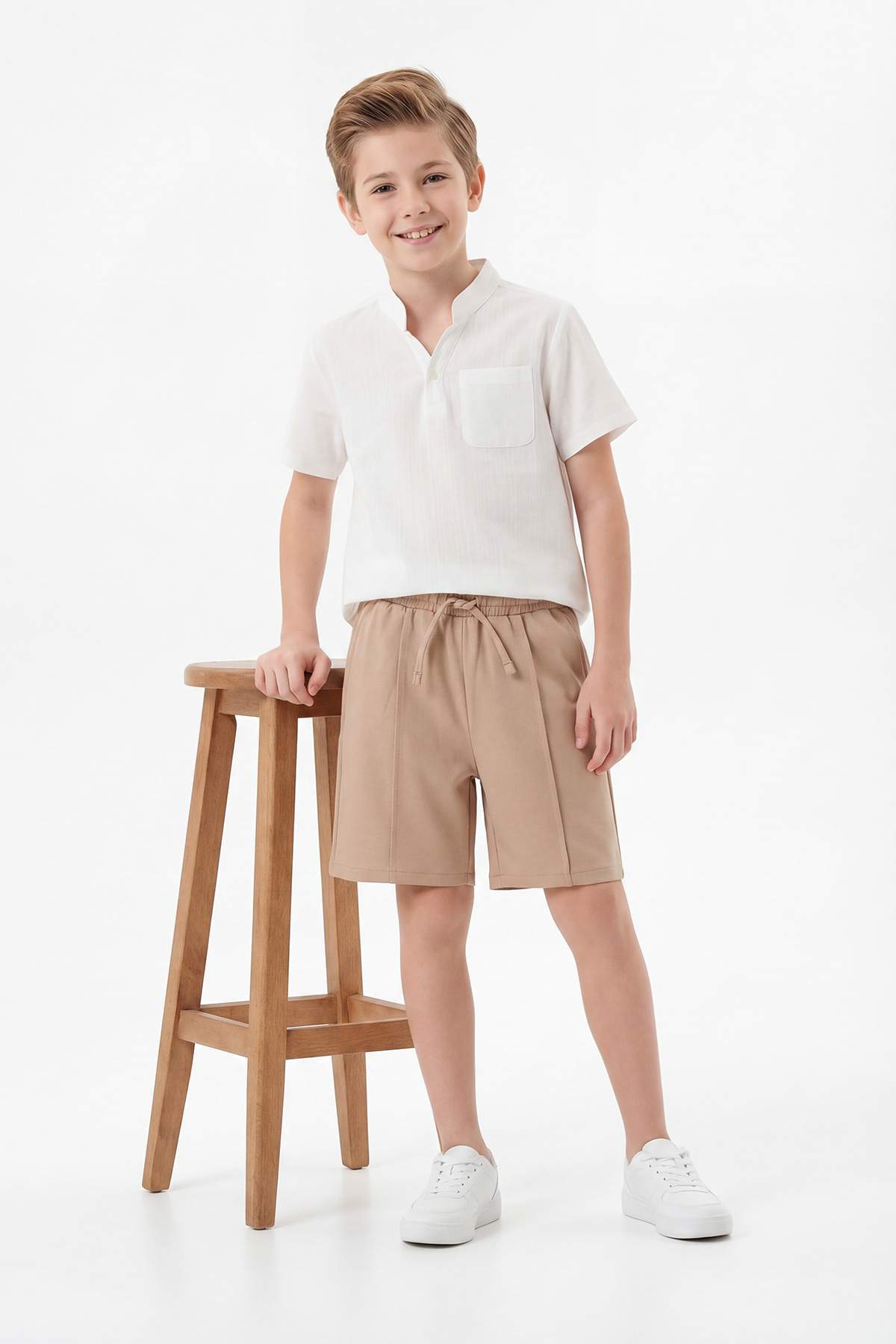 Boys' Linen-Look Shirt & Shorts Set