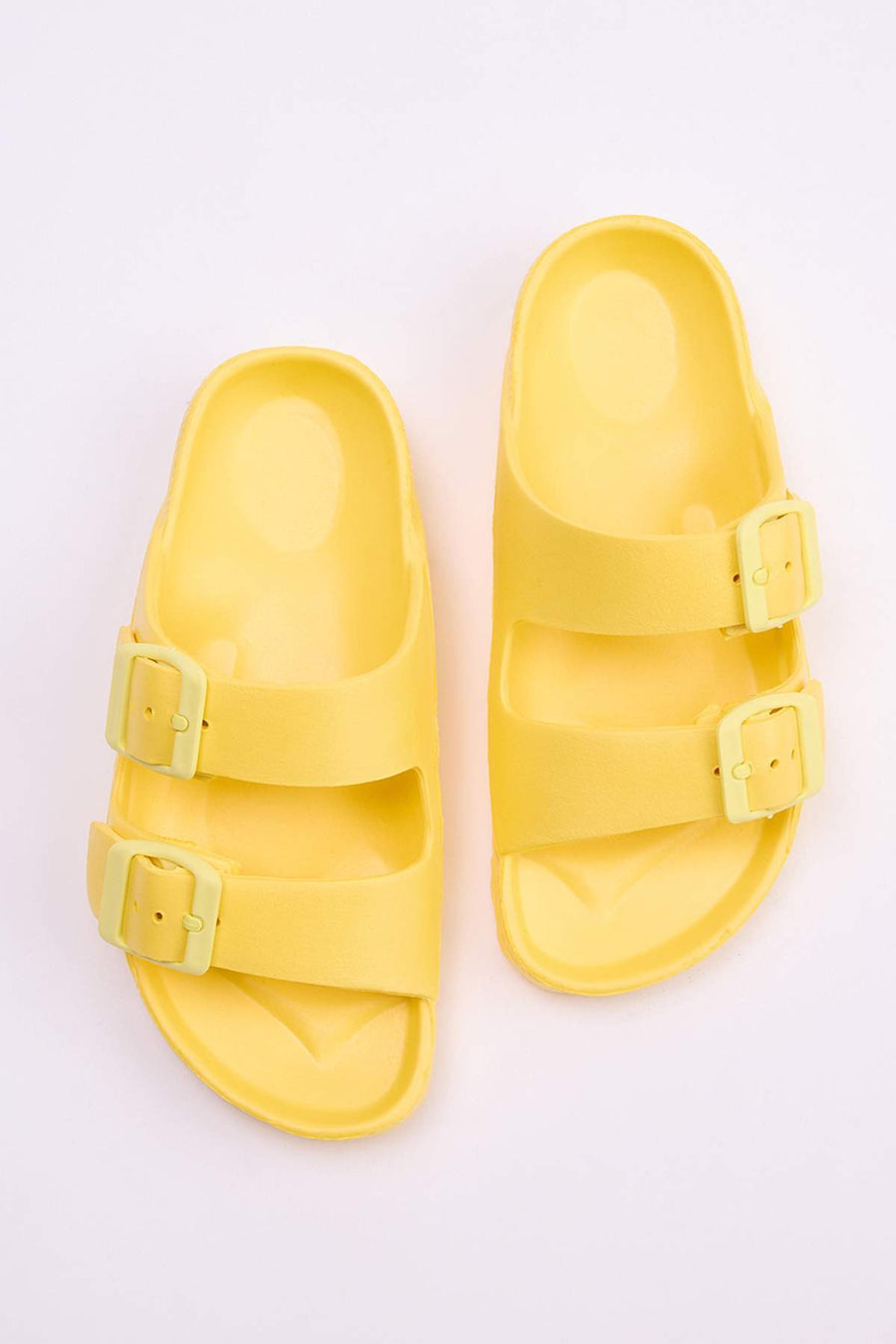 Kids' Yellow Double-Strap Slides