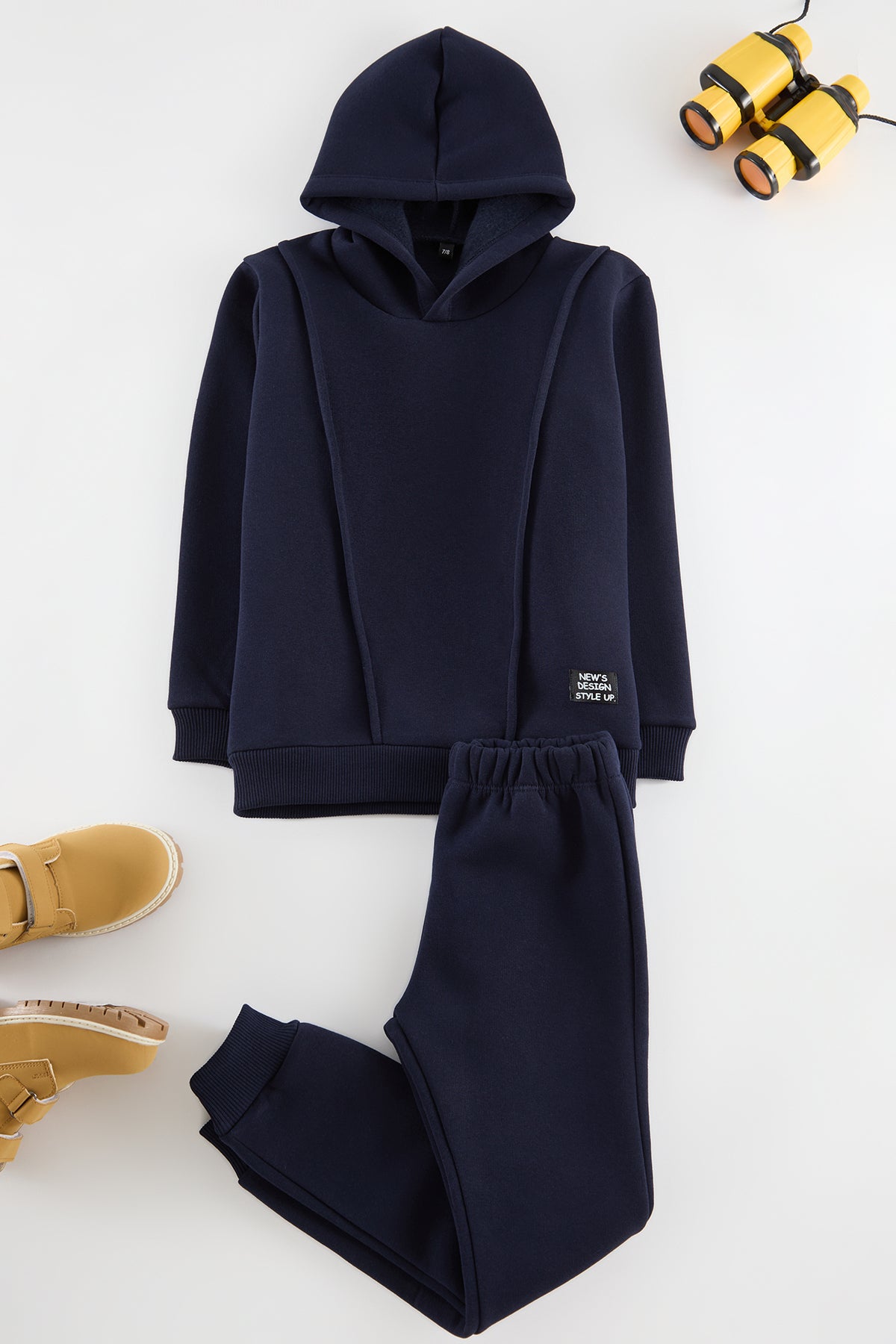 Boys' Black Brushed Hooded Sweatshirt & Jogger Set