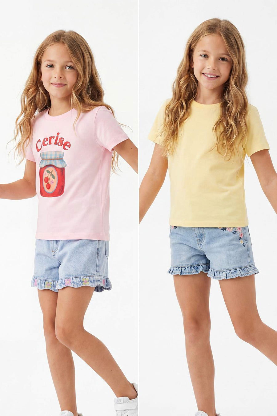 Girls' Yellow & Pink Printed T-Shirt 2-Pack