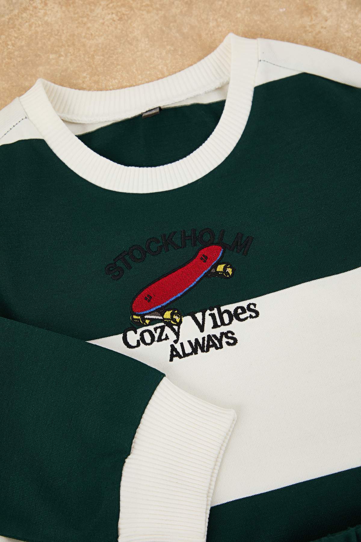 Boys' Green Embroidered Lightweight Sweatshirt & Jogger Set