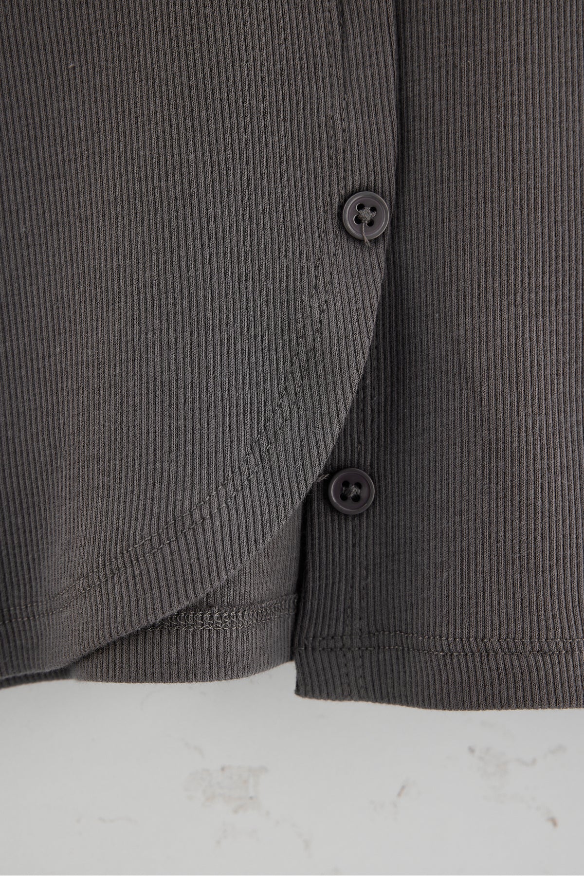 Girls' Anthracite Ribbed Stretch Button-Front Top