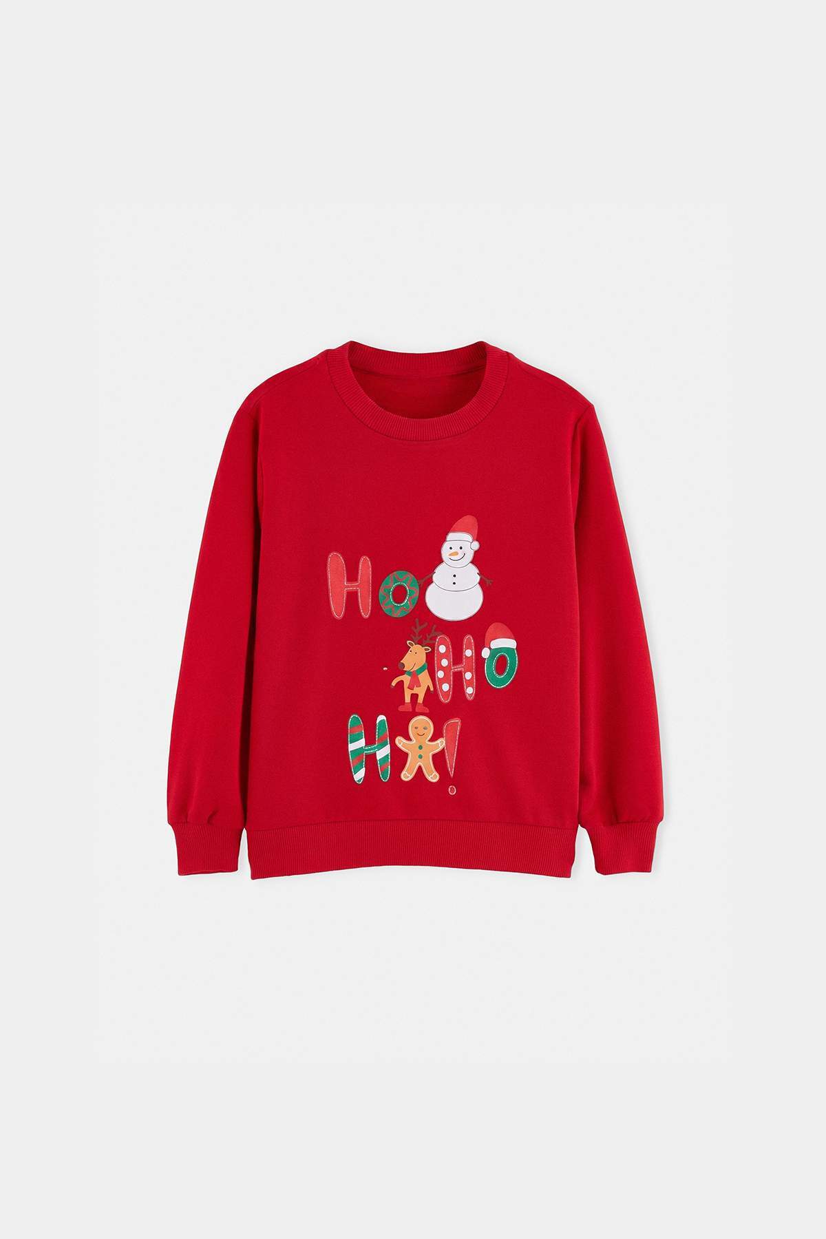 Kids' Red Christmas-Print Cotton Sweatshirt