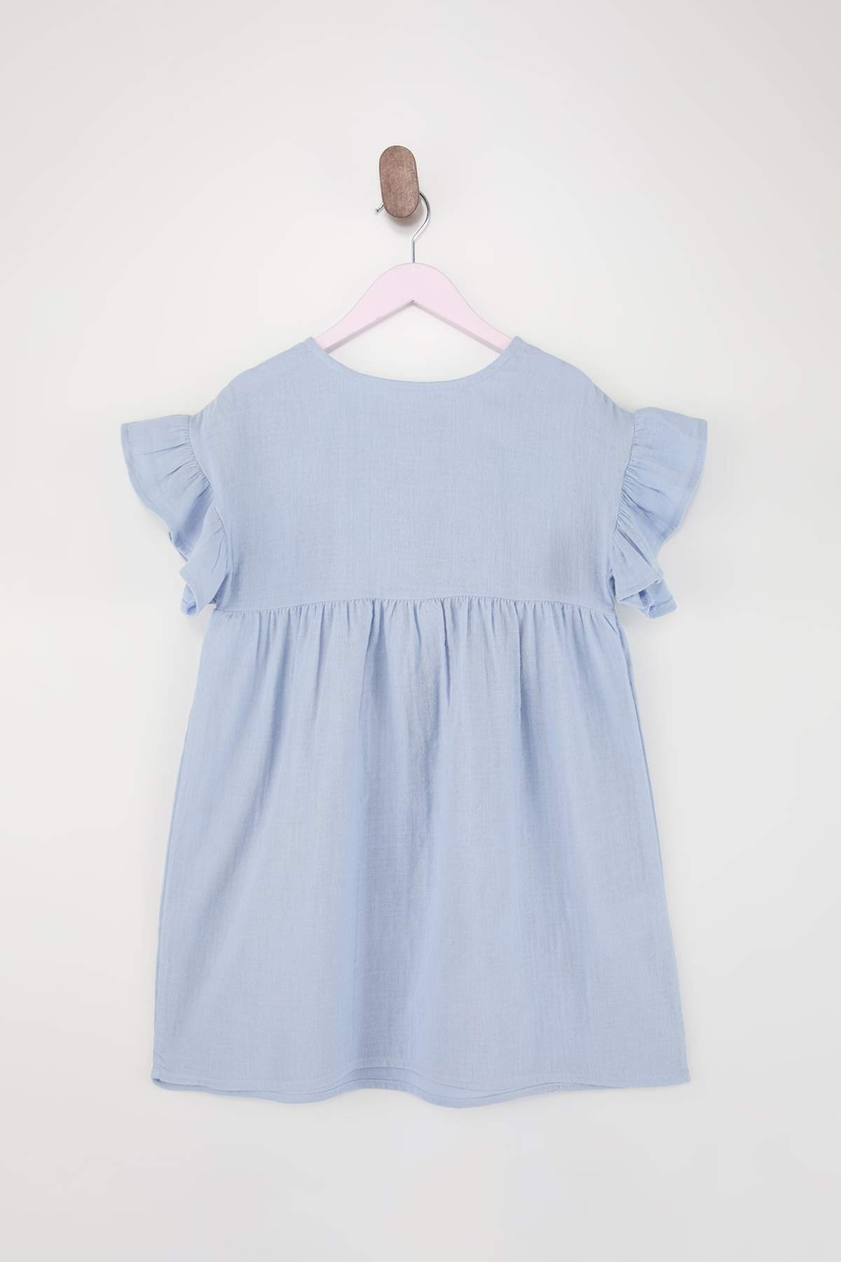 Girls' Muslin Plain Mini Dress