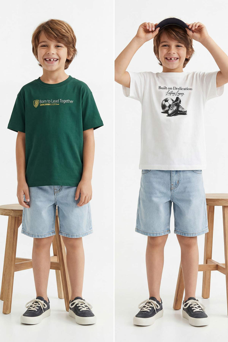 Boys' Ecru & Green Printed T-Shirt 2-Pack