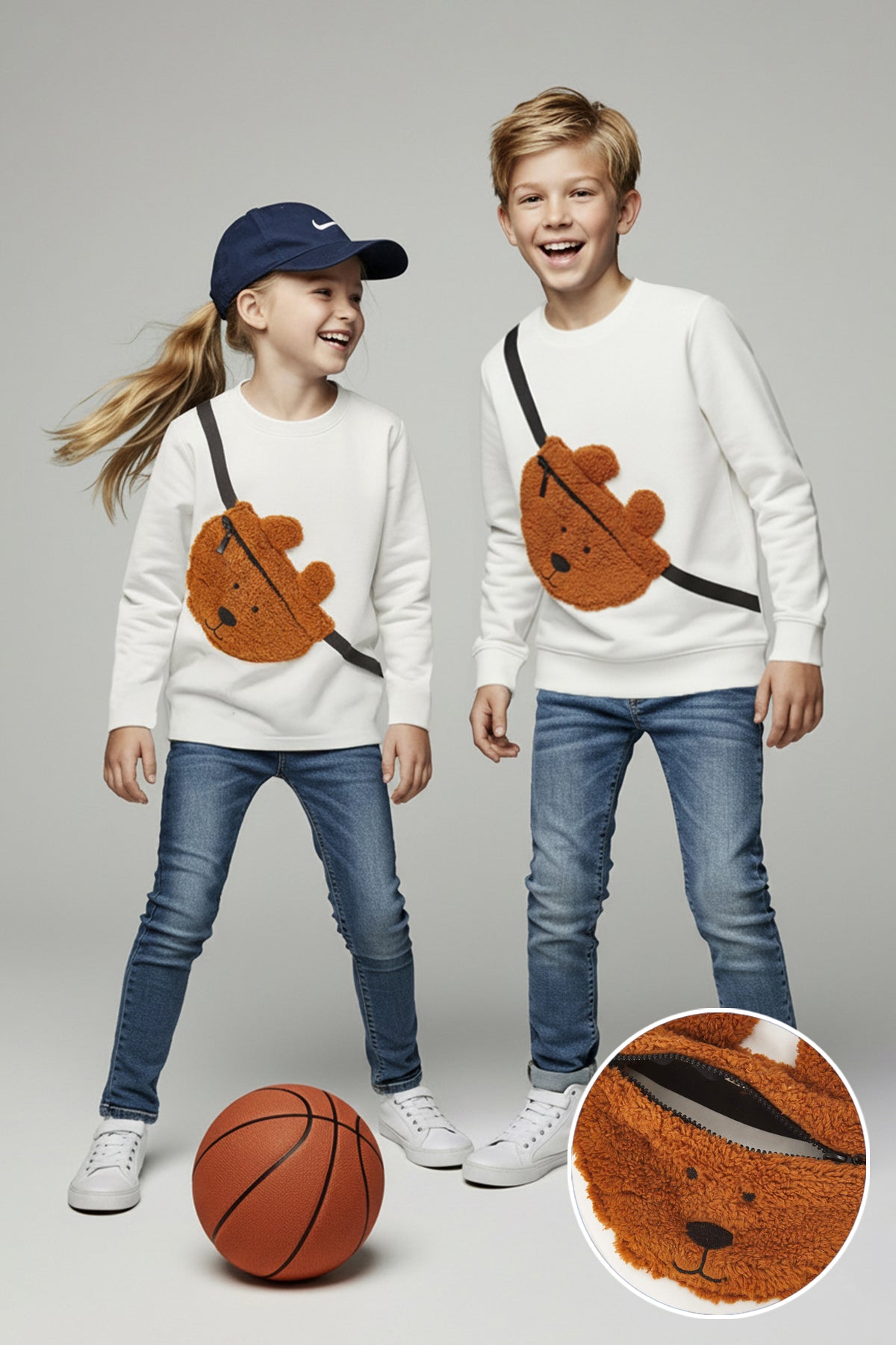 Kids' Crew-Neck Sweatshirt with Mini Bag