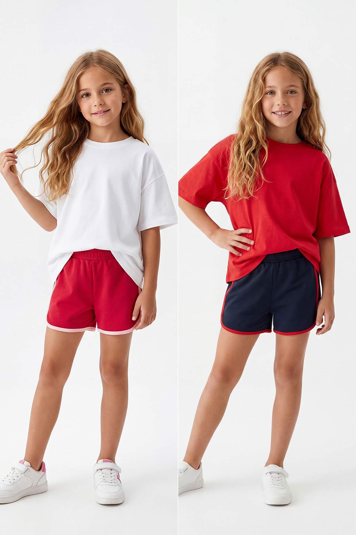 Girls' Piped Cotton Shorts 2-Pack