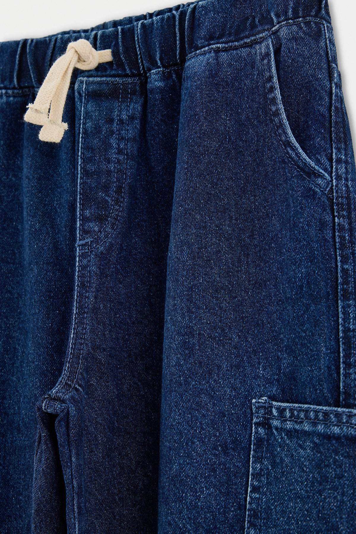 Boys' Dark Blue Cotton Baggy-Fit Jeans