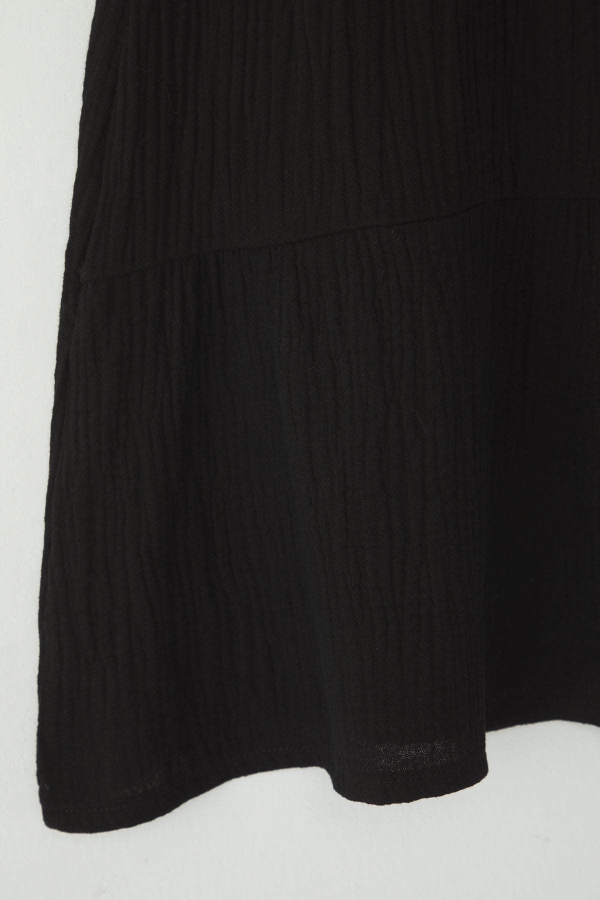 Girls' Black Embroidered Cotton Strappy Mini Dress