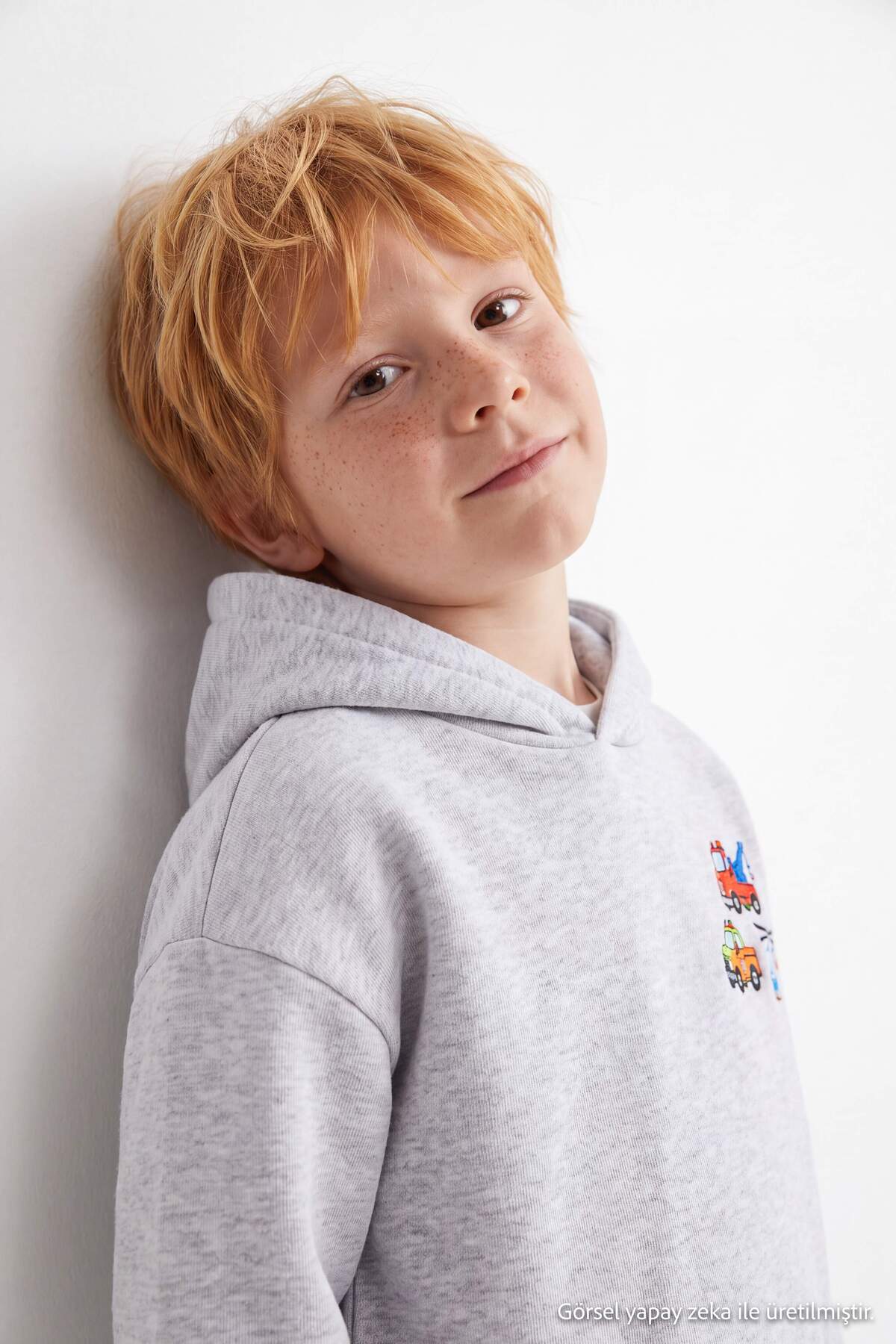 Boys' Car-Print Marl Hoodie