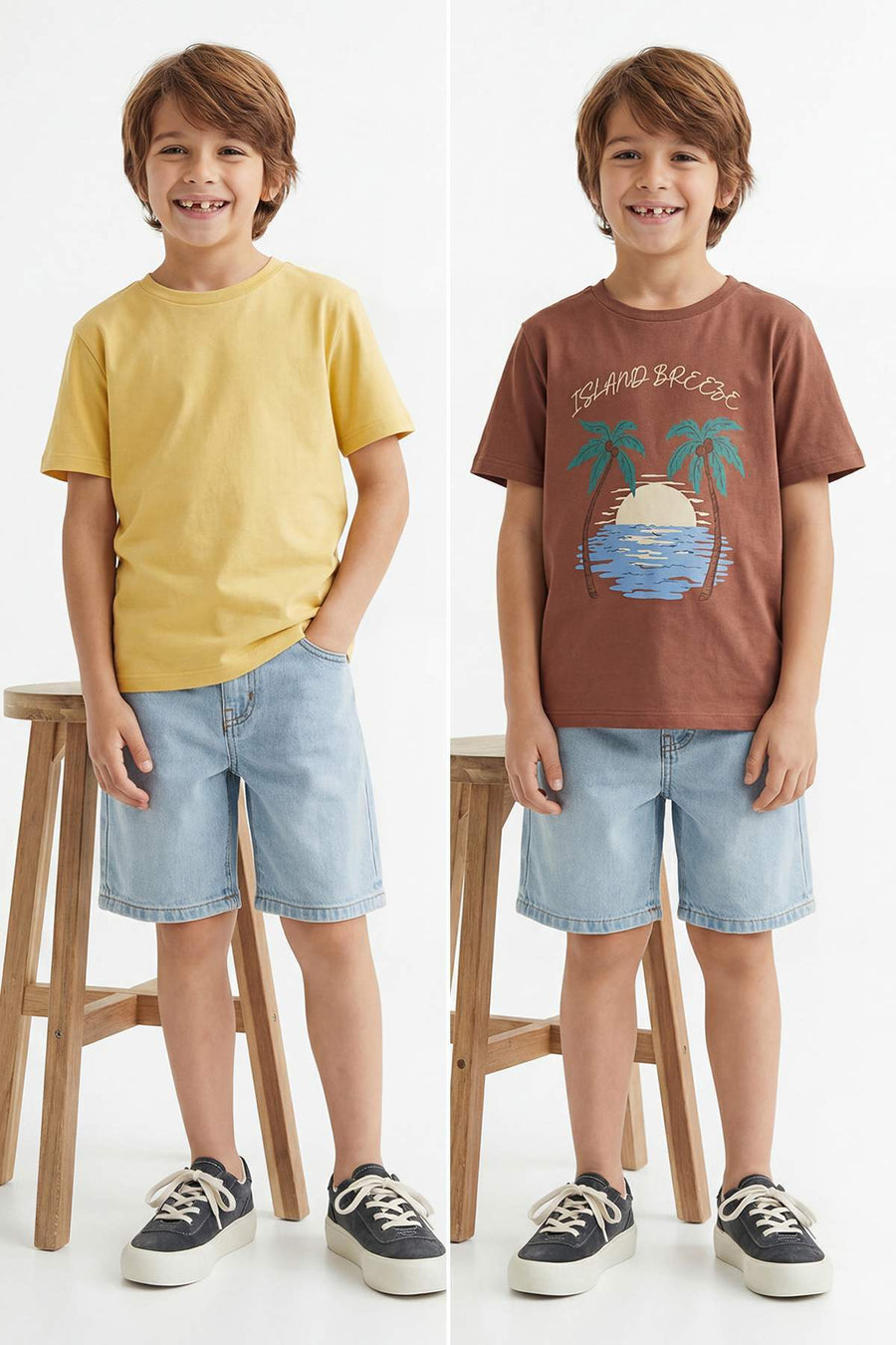 Boys' Yellow & Terracotta 2-Pack Printed T-Shirts