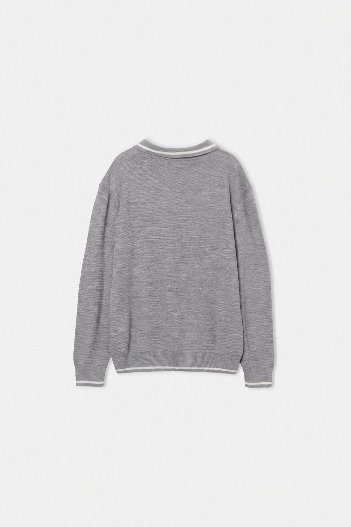 Boys' Grey Marl Polo-Collar School Jumper