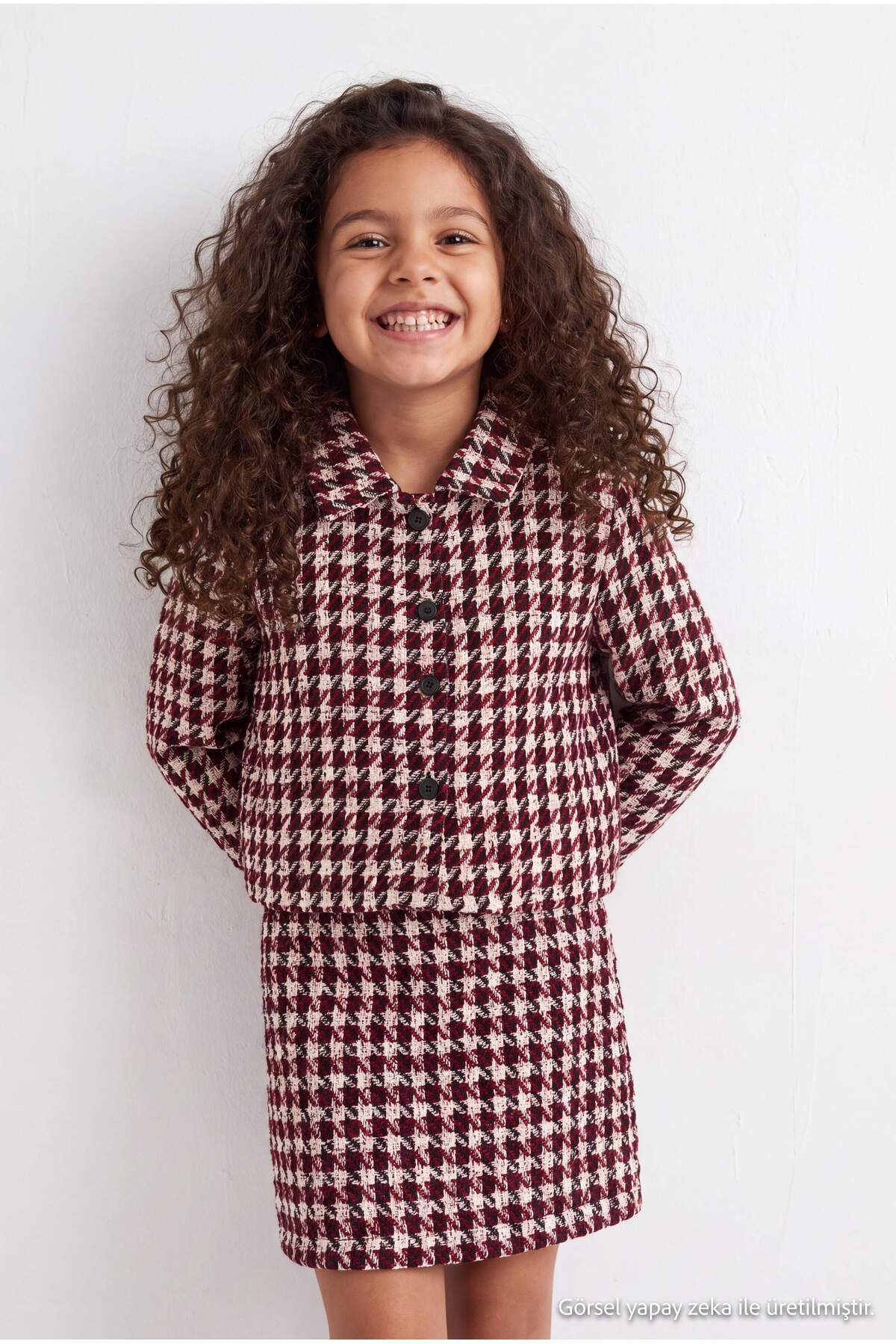 Girls' Red Plain Mini Skirt