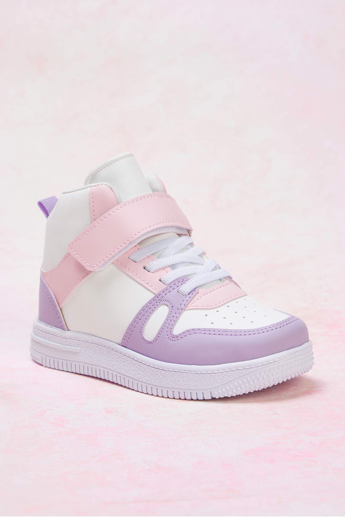 Girls' Purple Colour-Block Velcro & Lace Sneakers