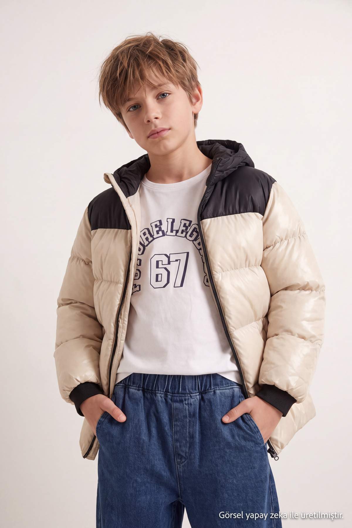 Boys' Beige Puffer Jacket