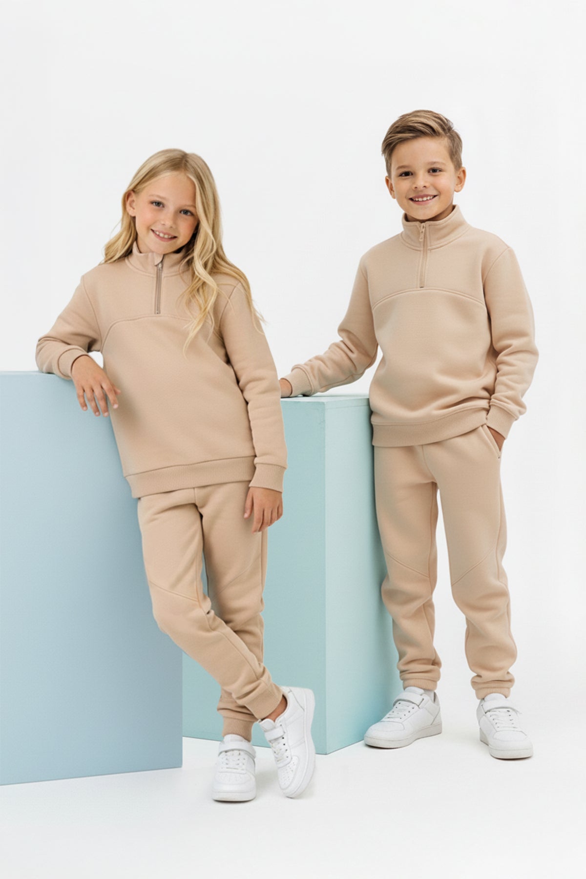 Kids' Cotton High-Neck Oversized Two-Piece Set