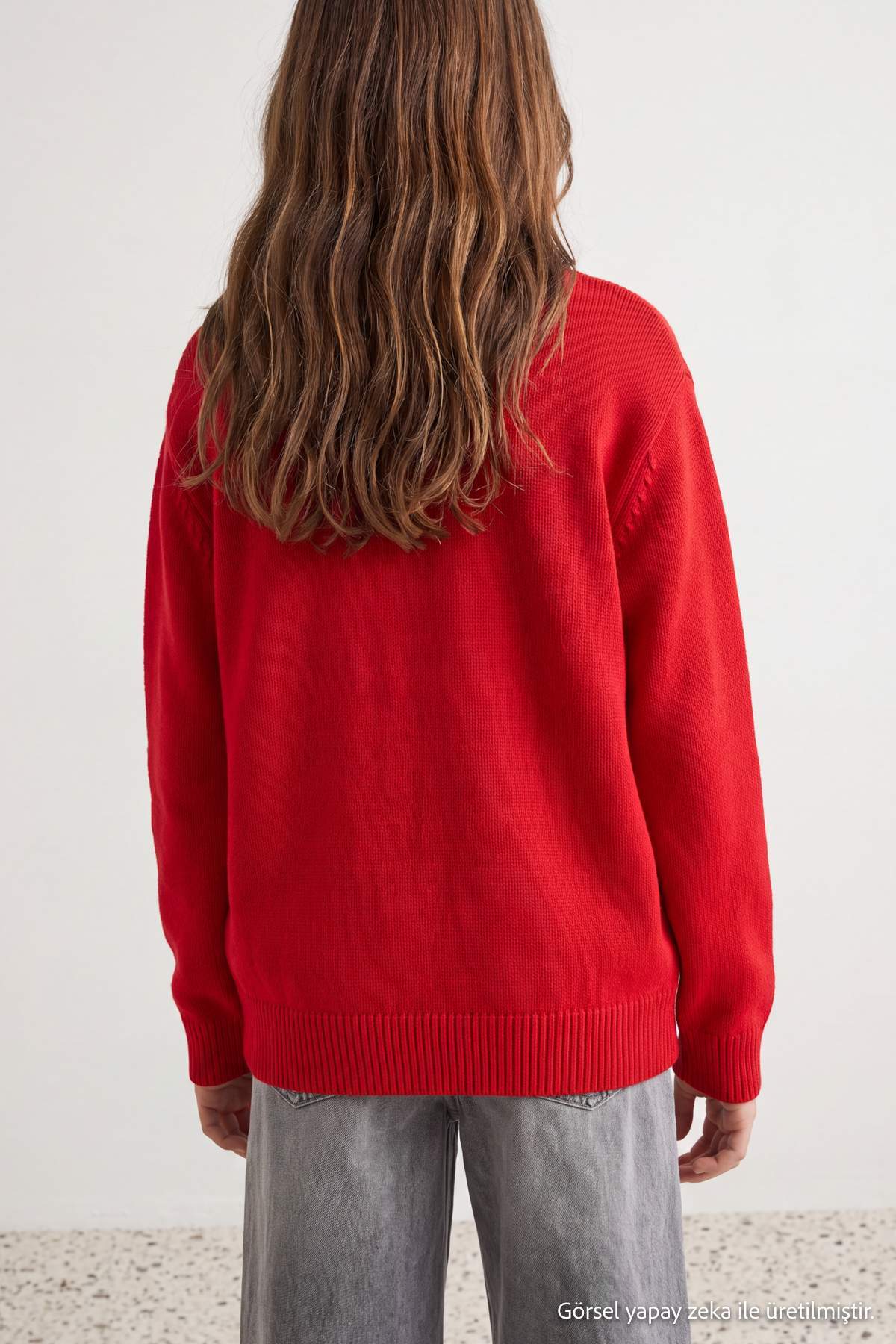 Girls' Red Teddy Bear Jumper