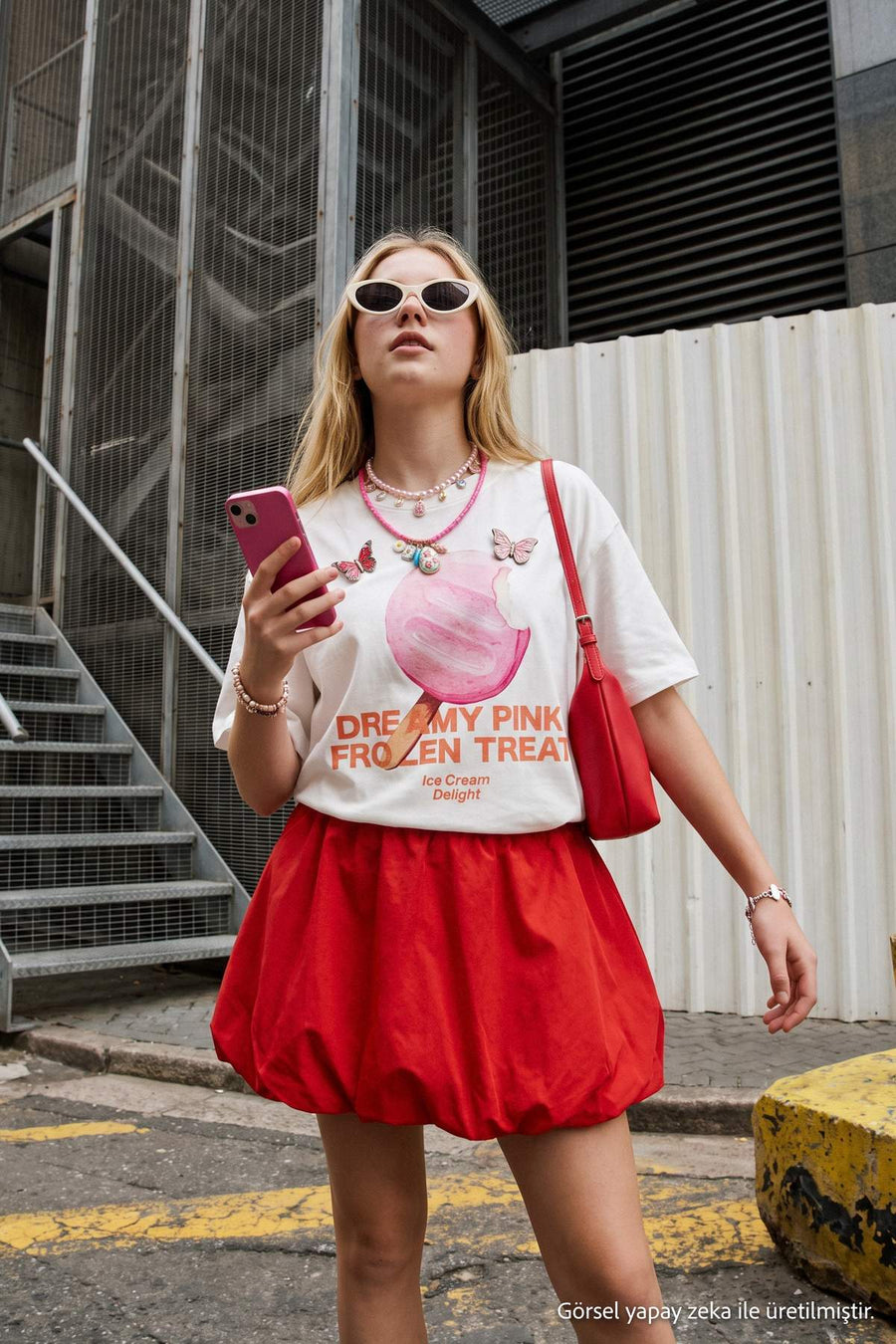 Girls' Red Bubble Skort