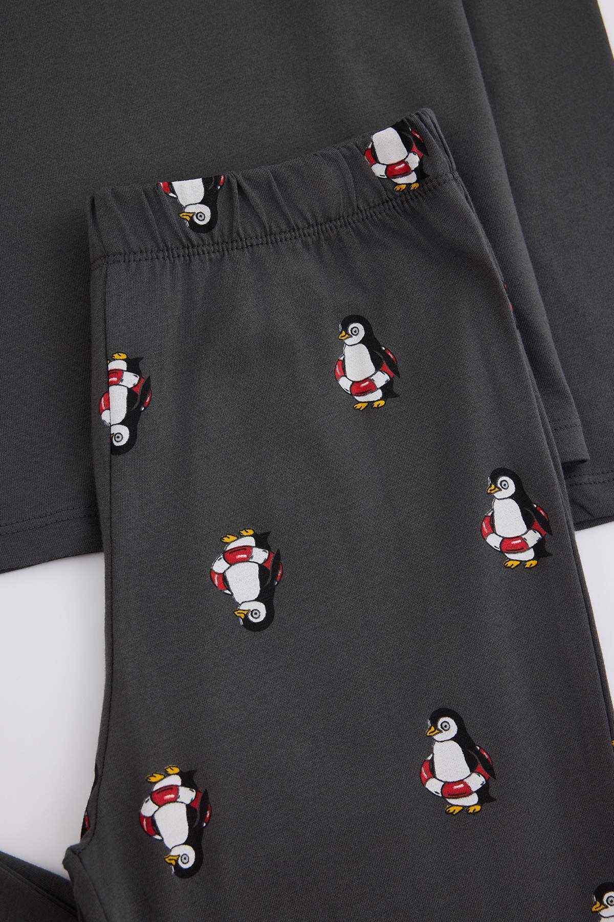 Boys' Anthracite Animal-Print Cotton Pyjama Set