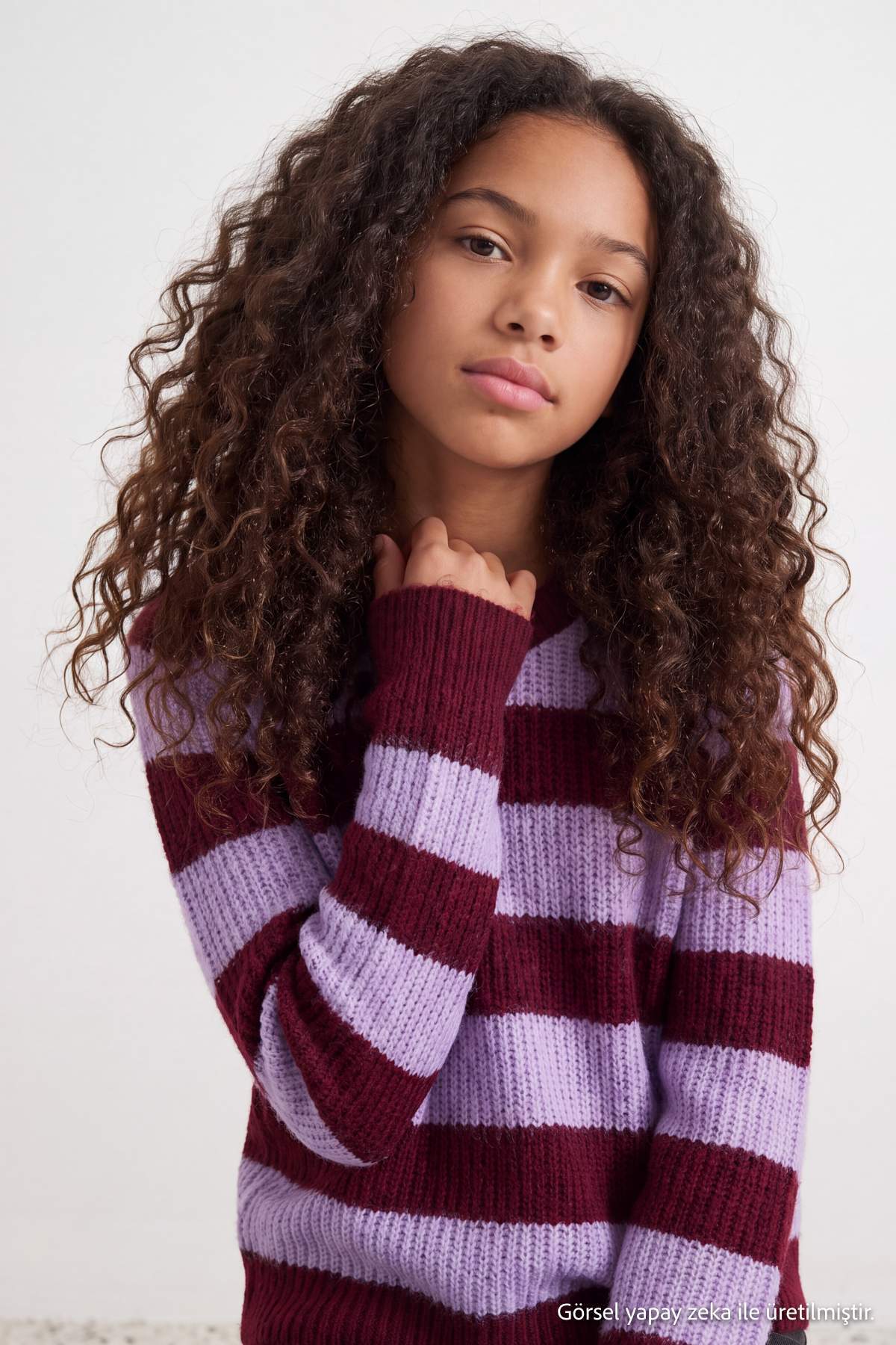 Girls' Striped Crew-Neck Knit Jumper